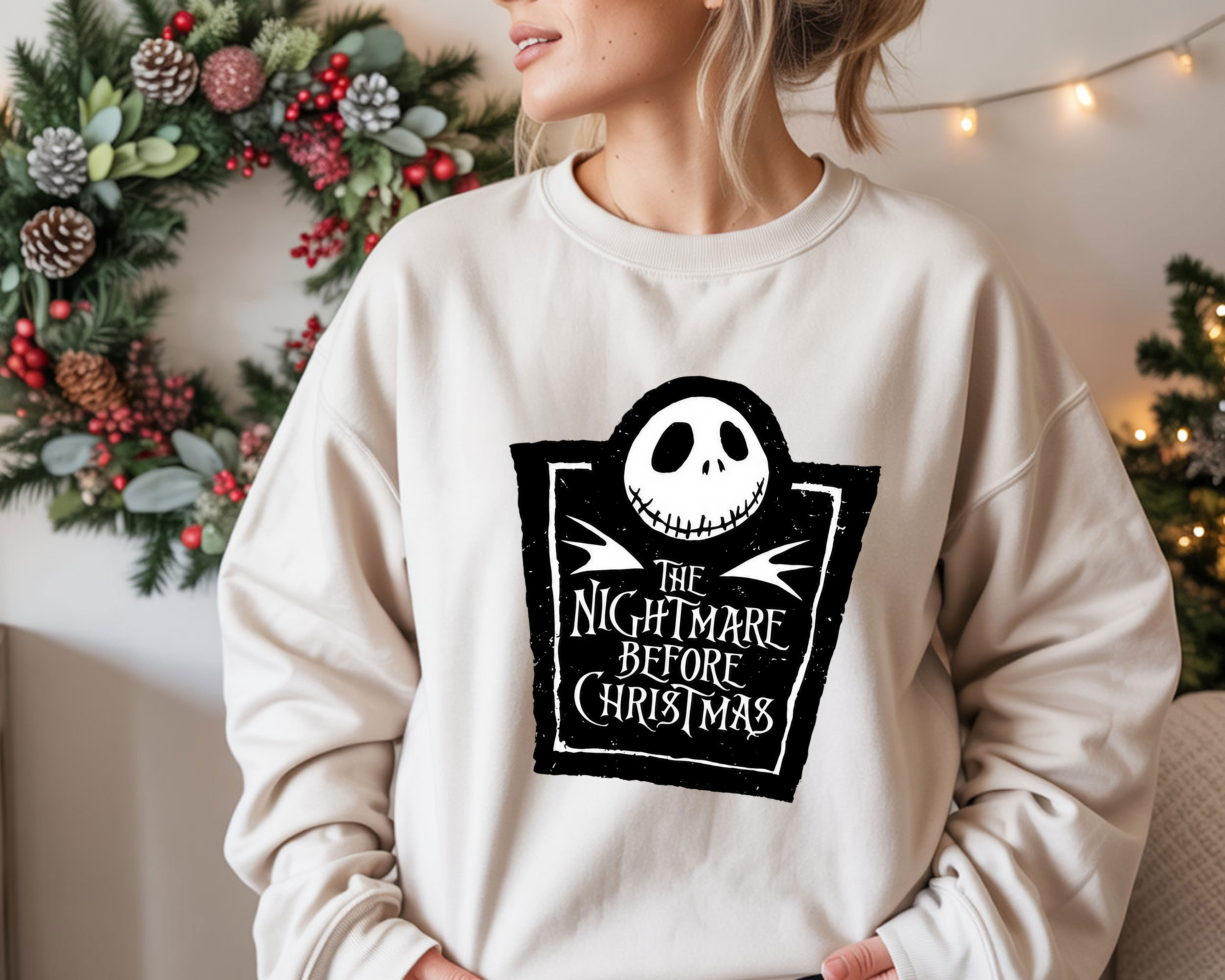 Nightmare Before Christmas Jack Skellington Logo Graphic Sweatshirt – Classic Halloween Art Tee, T-Shirt, Hoodie & Sweatshirt