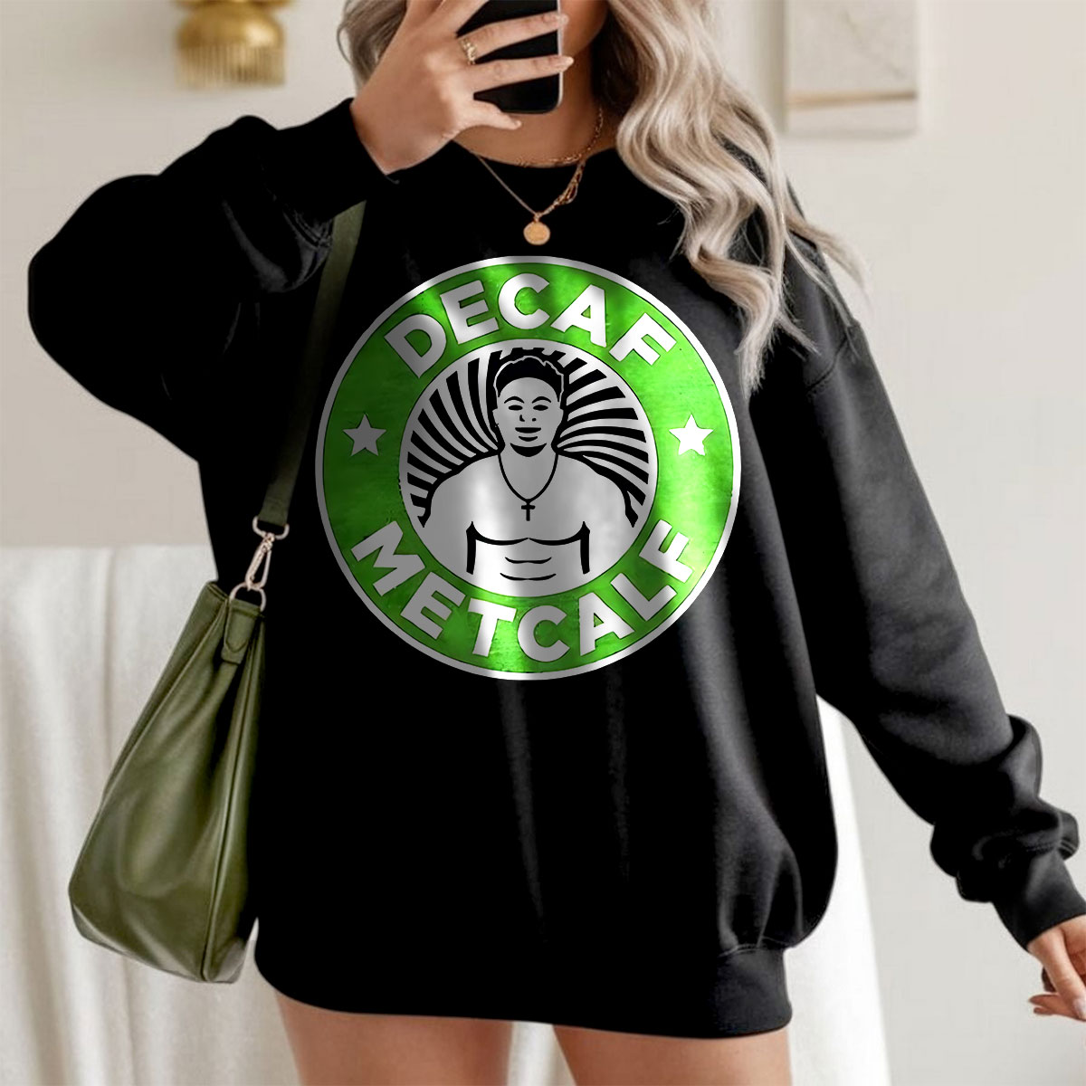 Decaf Metcalf Football Parody Graphic Sweatshirt, Funny Sports Coffee Logo Pullover, Game Day Fan Tee, Unisex Athletic Apparel, T-Shirt, Hoodie & Sweatshirt