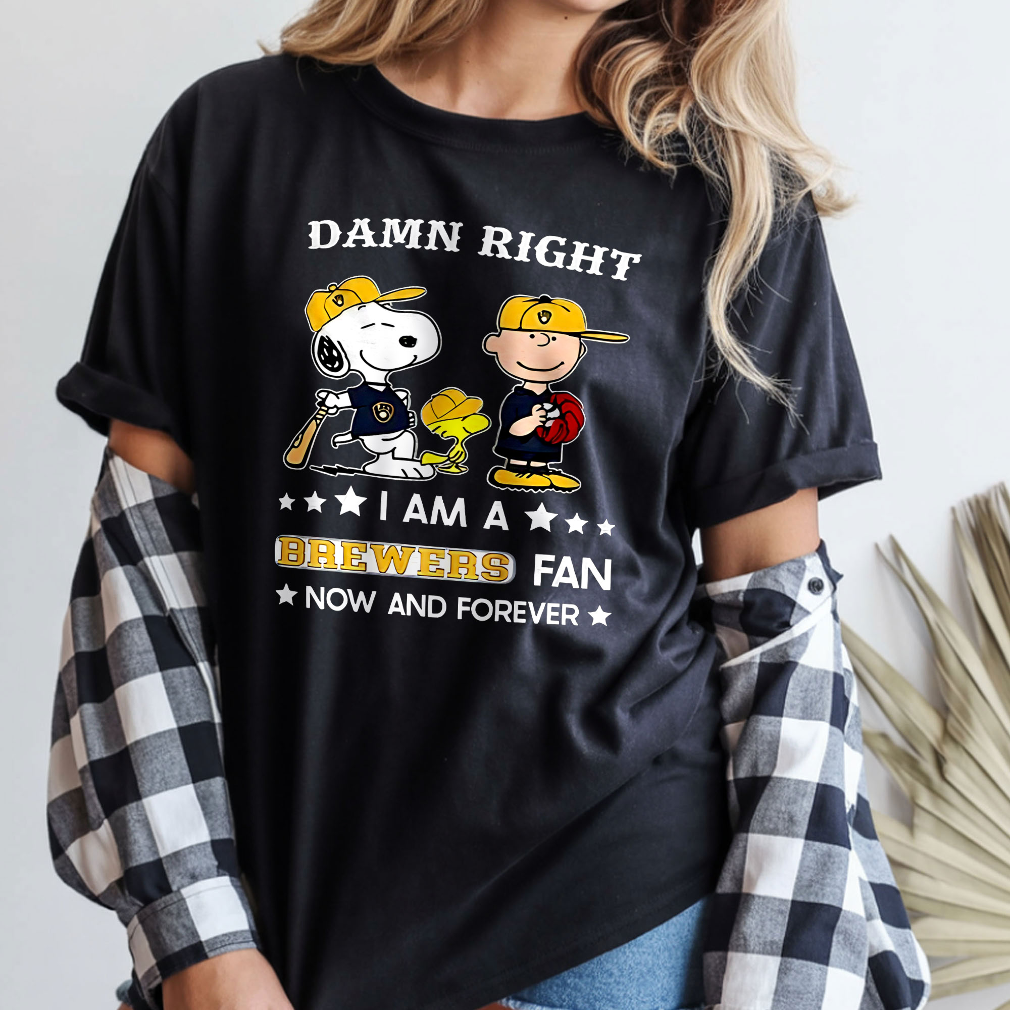Snoopy Damn Right I Am a Milwaukee Brewers Fan Now and Forever MLB Baseball Cartoon Team Spirit Apparel – T-Shirt, Hoodie & Sweatshirt