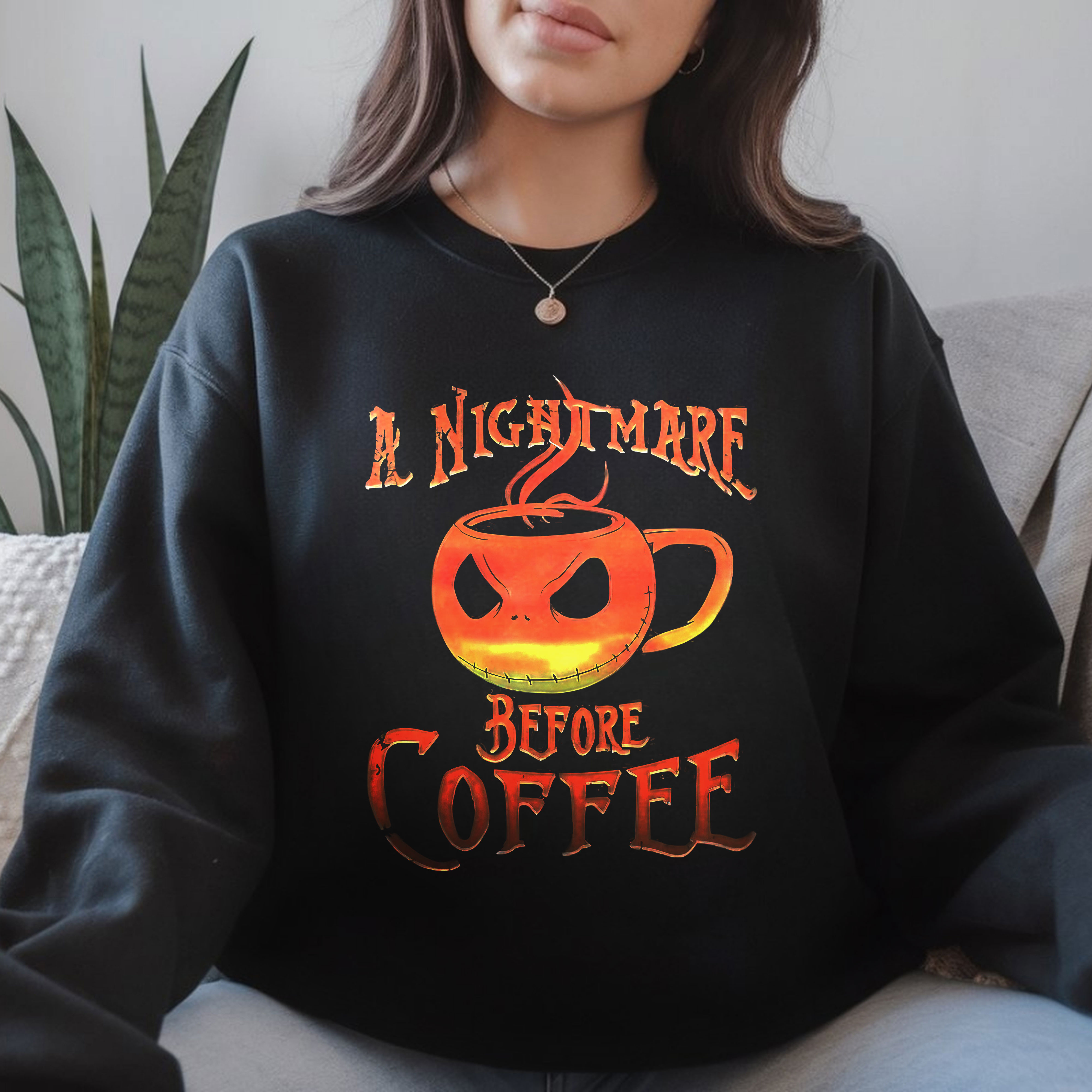 Jack Skellington Coffee Art Nightmare Before Coffee Halloween Vintage T-Shirt, Hoodie & Sweatshirt