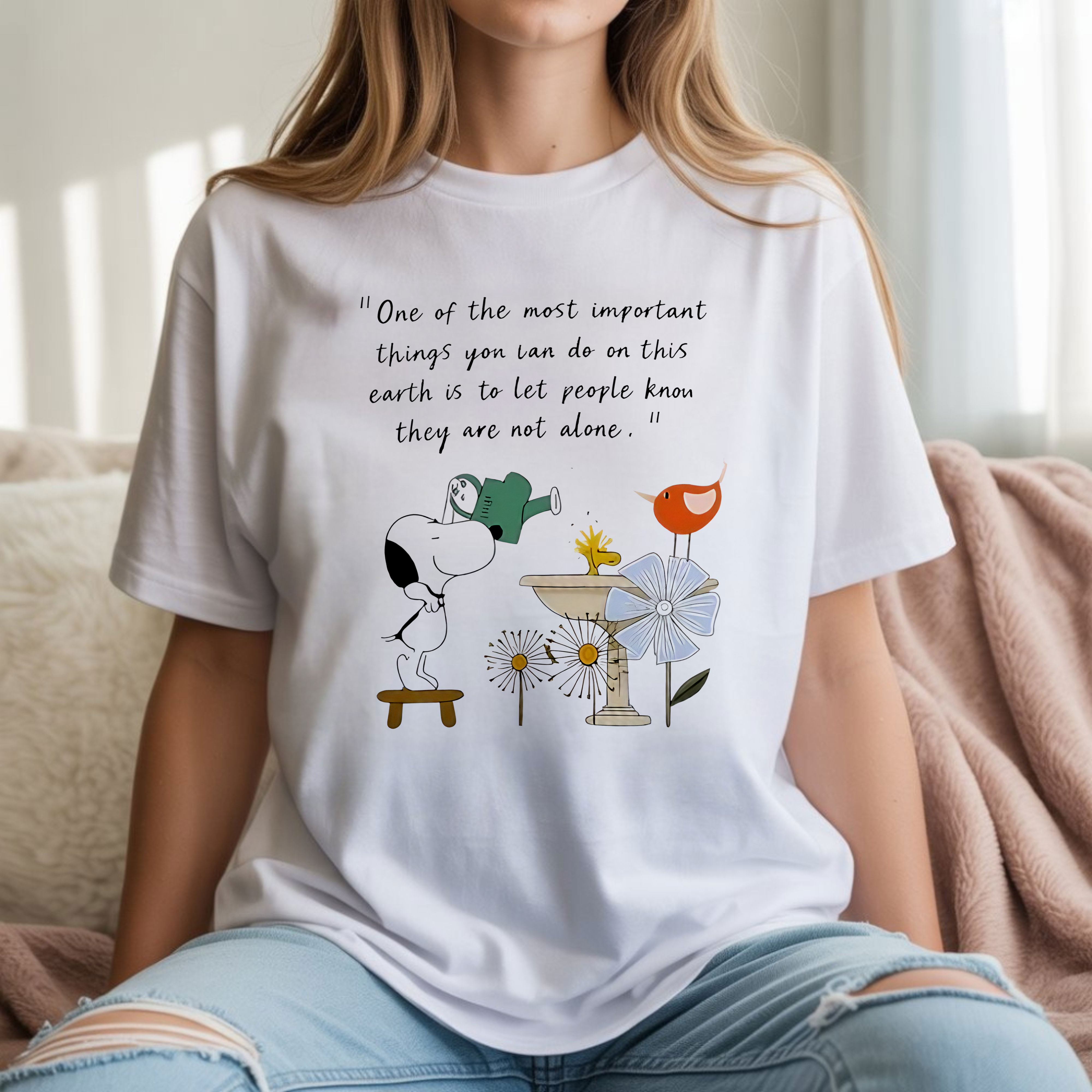 Snoopy One of the Most Important Things You Can Do on This Earth Is to Let People Know They Are Not Alone Inspirational Quote Kindness T-Shirt, Hoodie & Sweatshirt