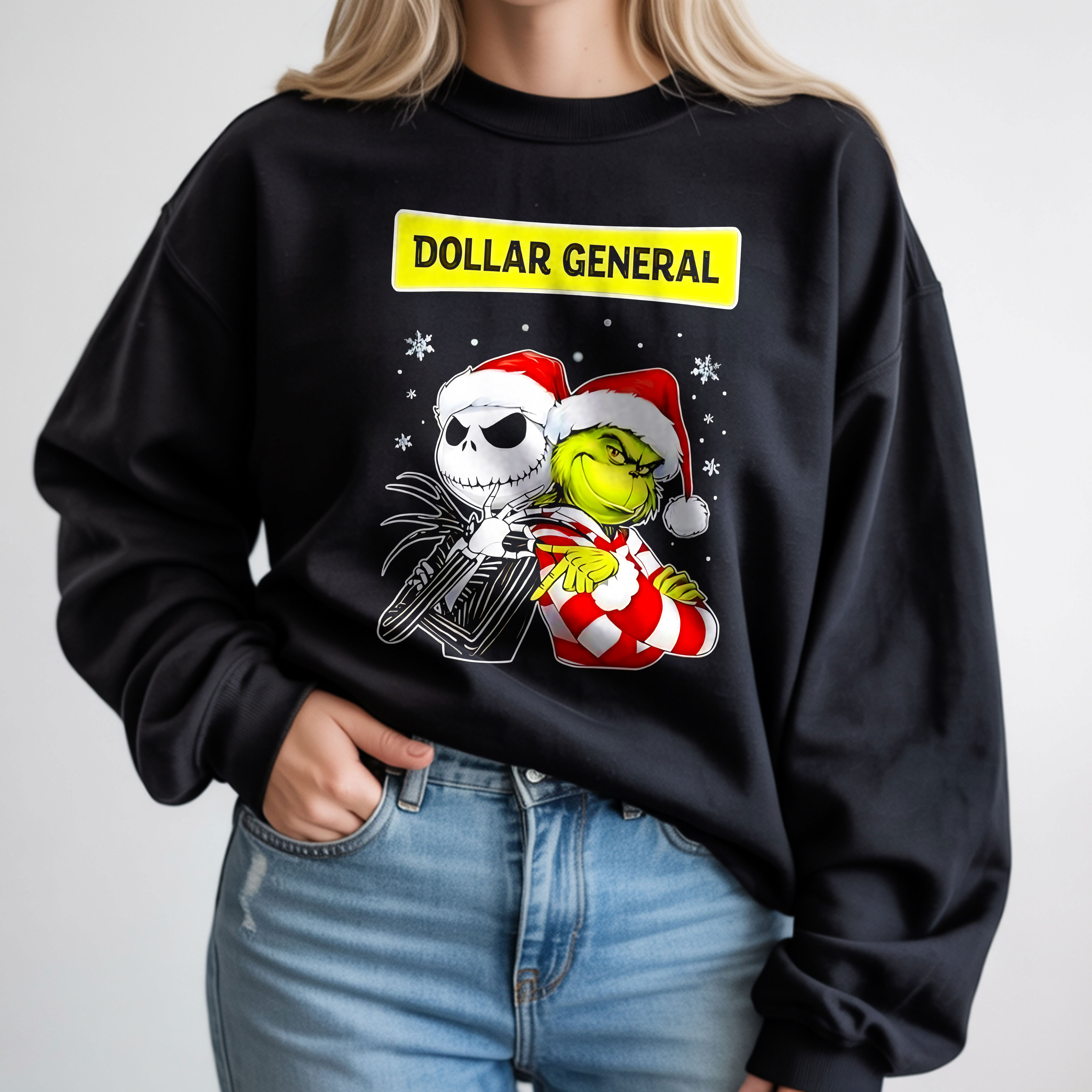 Grinch x Jack Skellington Graphic Dollar General Christmas Vintage T-Shirt, Hoodie & Sweatshirt