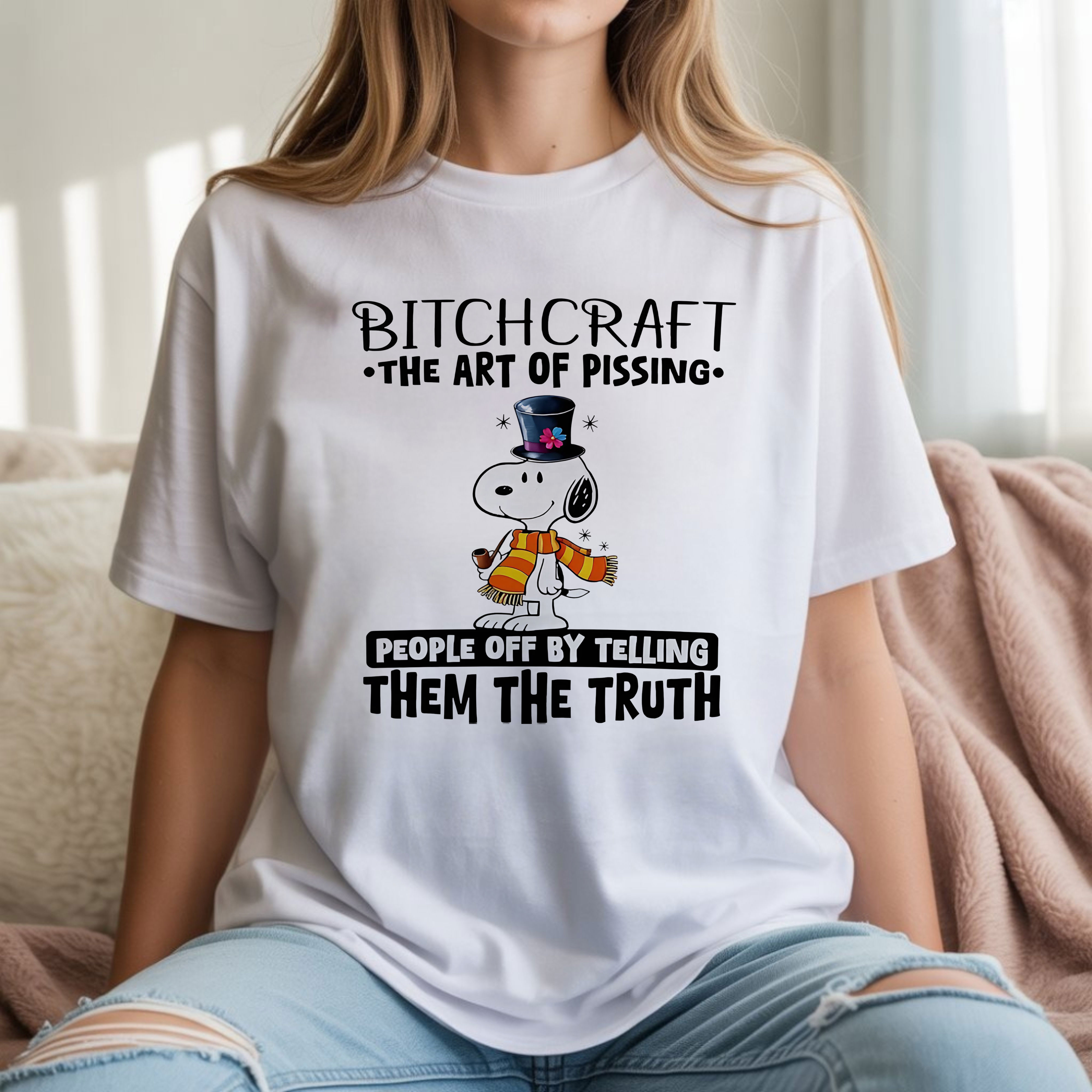 Snoopy Bitchcraft The Art of Pissing People Off by Telling Them the Truth Funny Sarcastic Quote Cartoon T-Shirt, Hoodie & Sweatshirt