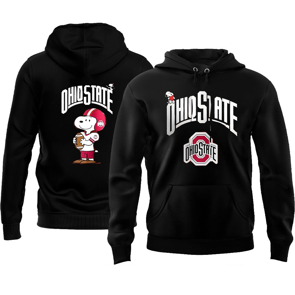 Snoopy Ohio State Buckeyes Football Team Player 2-Sided Cartoon Hoodie & Sweatshirt