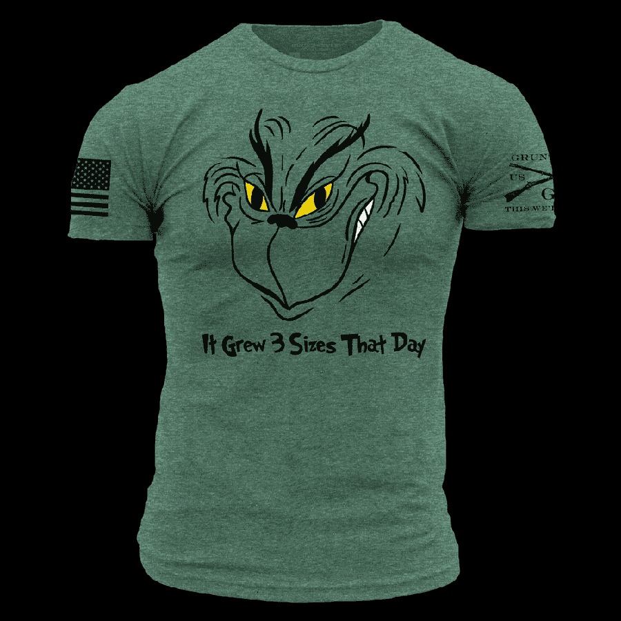 Grinch Face Christmas T-Shirt – It Grew 3 Sizes That Day Funny Holiday Graphic Tee