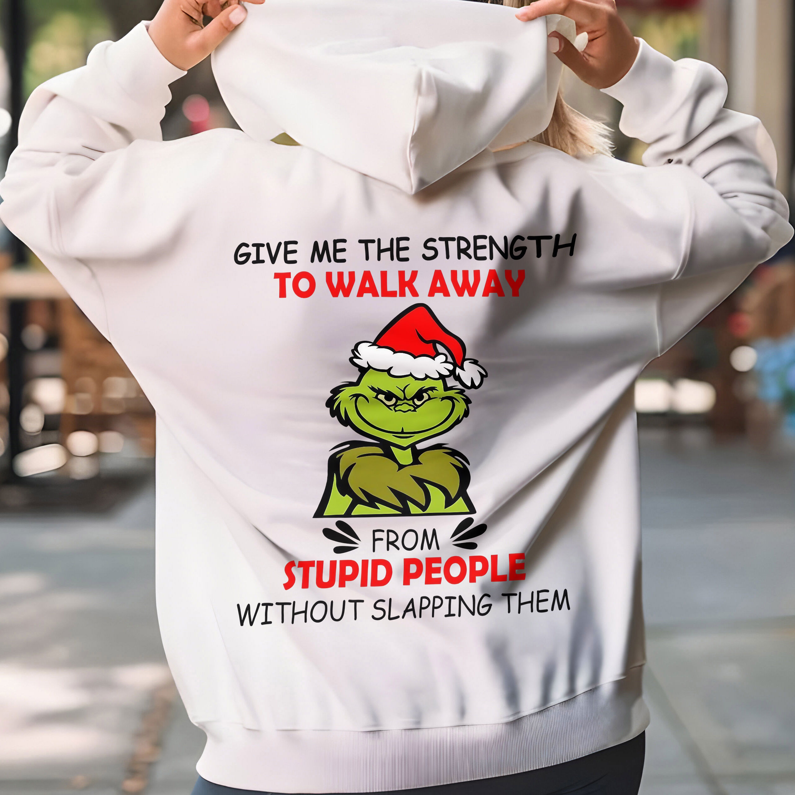Grinch Quote Christmas T-Shirt – Funny Give Me The Strength To Walk Away From Stupid People Vintage Bootleg Holiday Tee