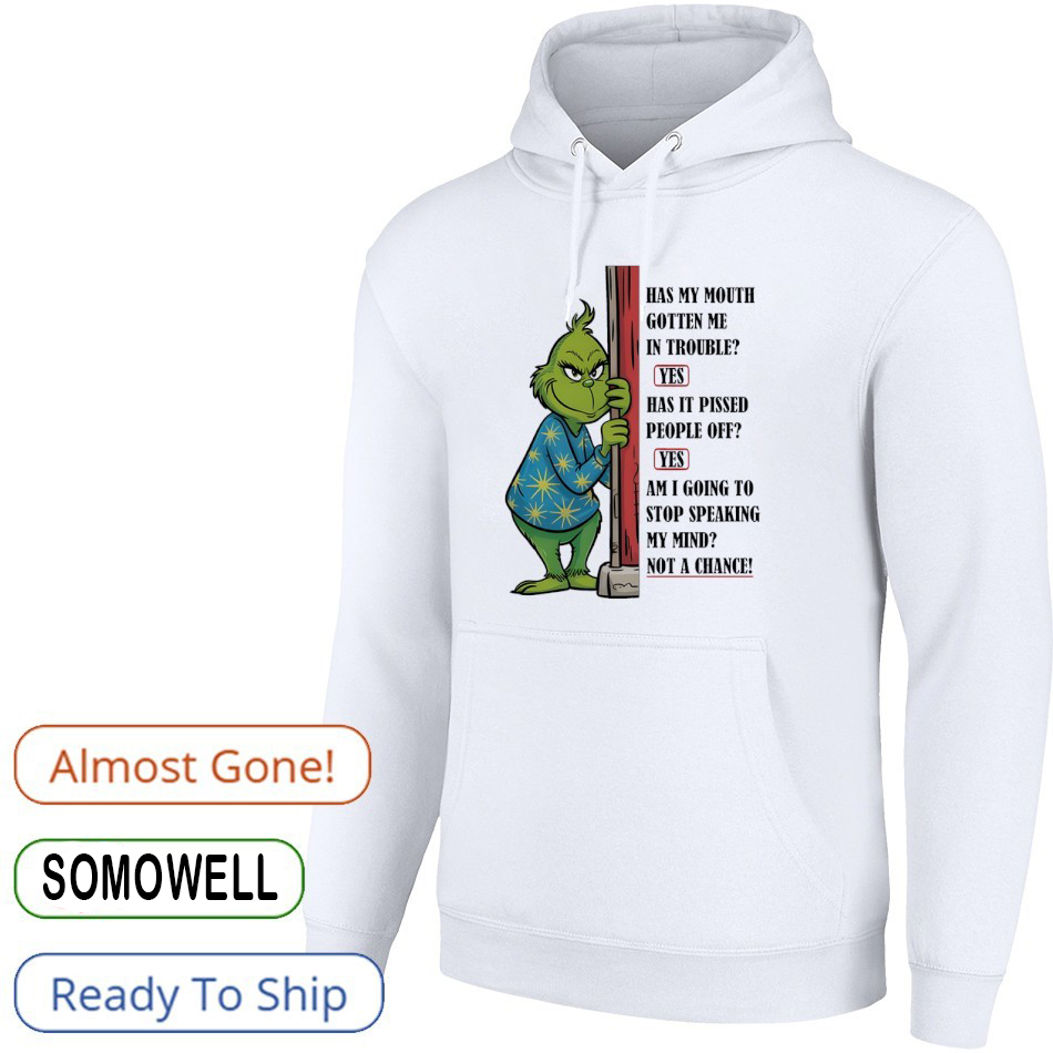 Grinch Sarcastic Quote T-Shirt – Has My Mouth Gotten Me In Trouble Funny Christmas Vintage Bootleg Tee