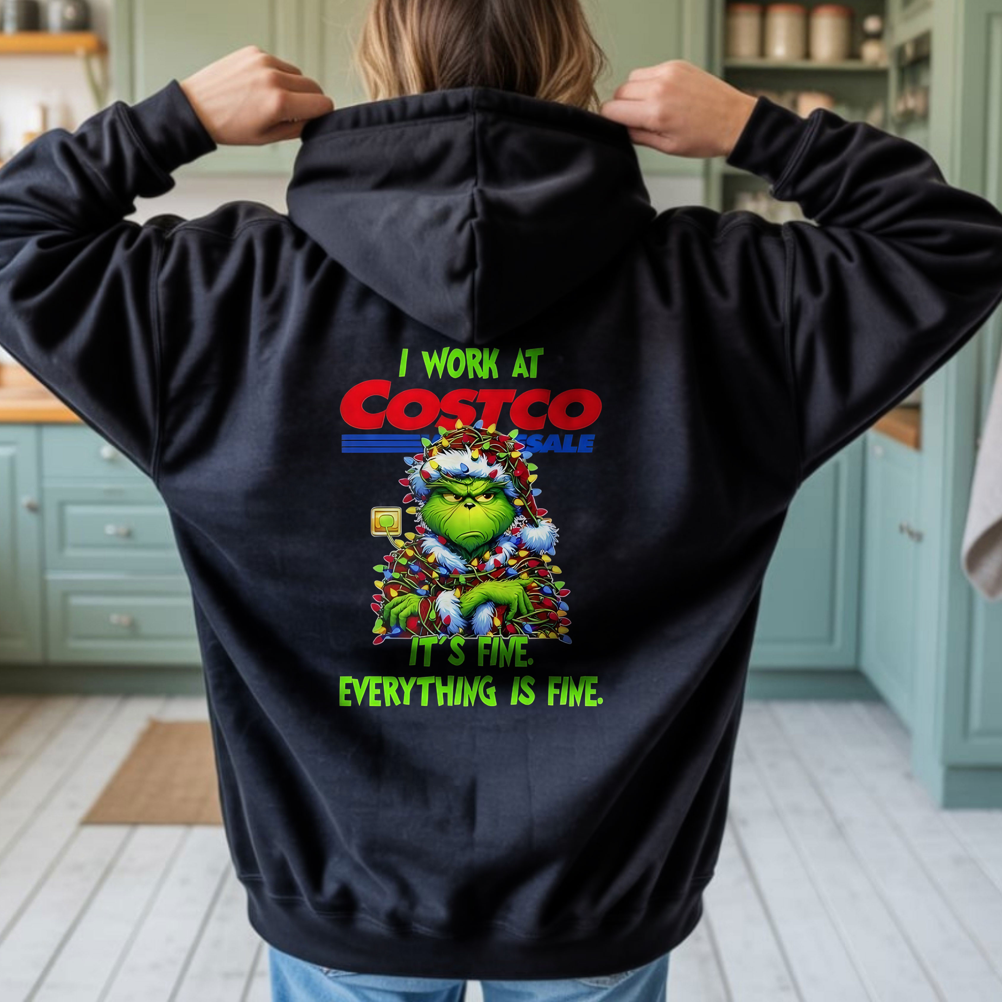 Grinch Quote Costco Christmas T-Shirt – Funny I Work At Costco It’s Fine Everything Is Fine Vintage Bootleg Holiday Tee