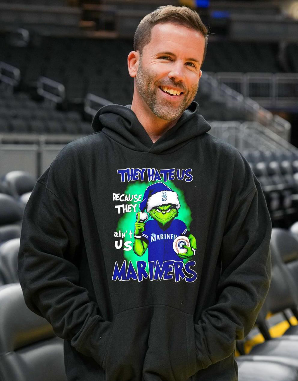 Grinch Mariners Baseball T-Shirt – They Hate Us Because They Ain’t Us Funny Seattle Mariners Christmas Vintage Bootleg Tee