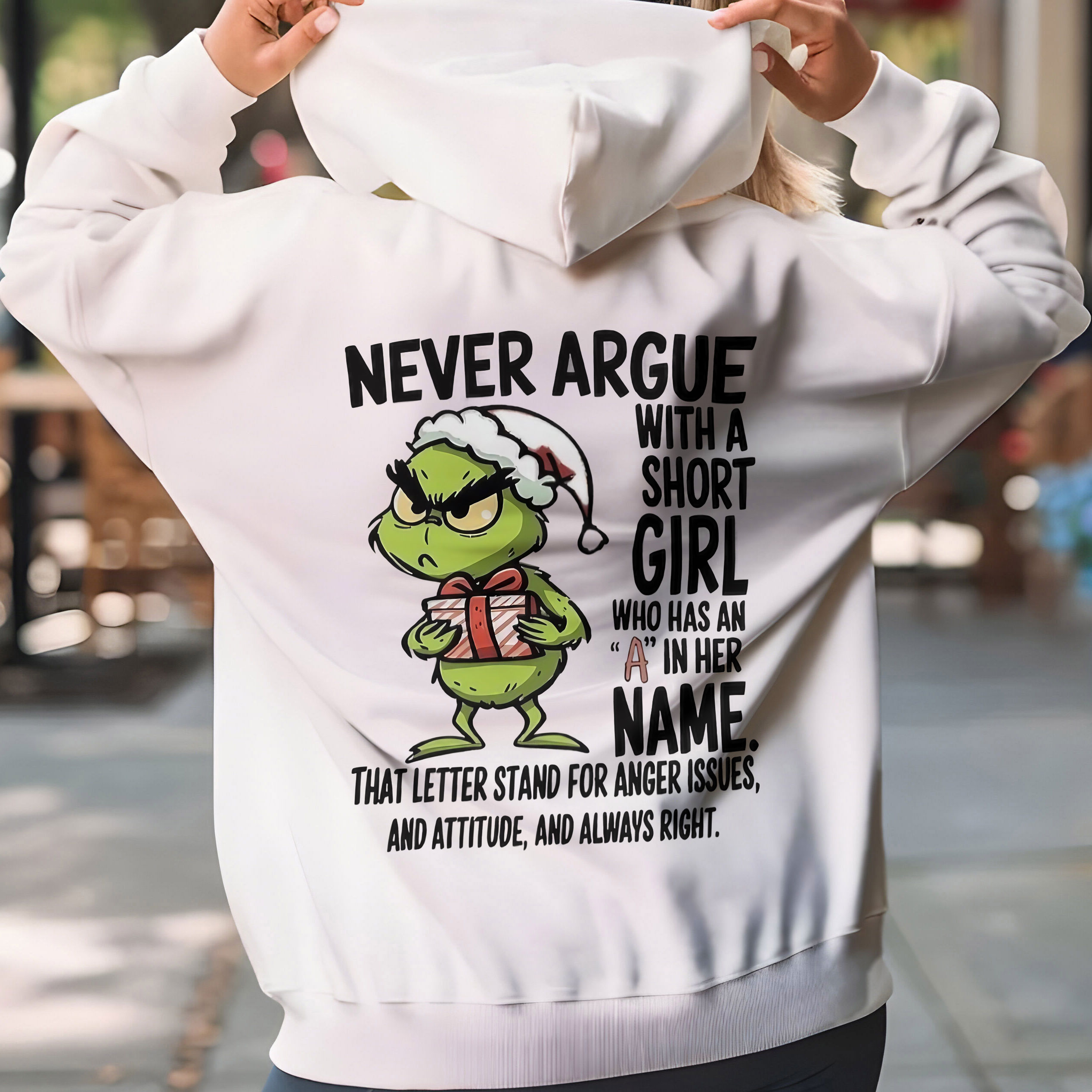 Grinch Quote Christmas T-Shirt – Funny Never Argue With A Short Girl With An A In Her Name Vintage Bootleg Holiday Tee