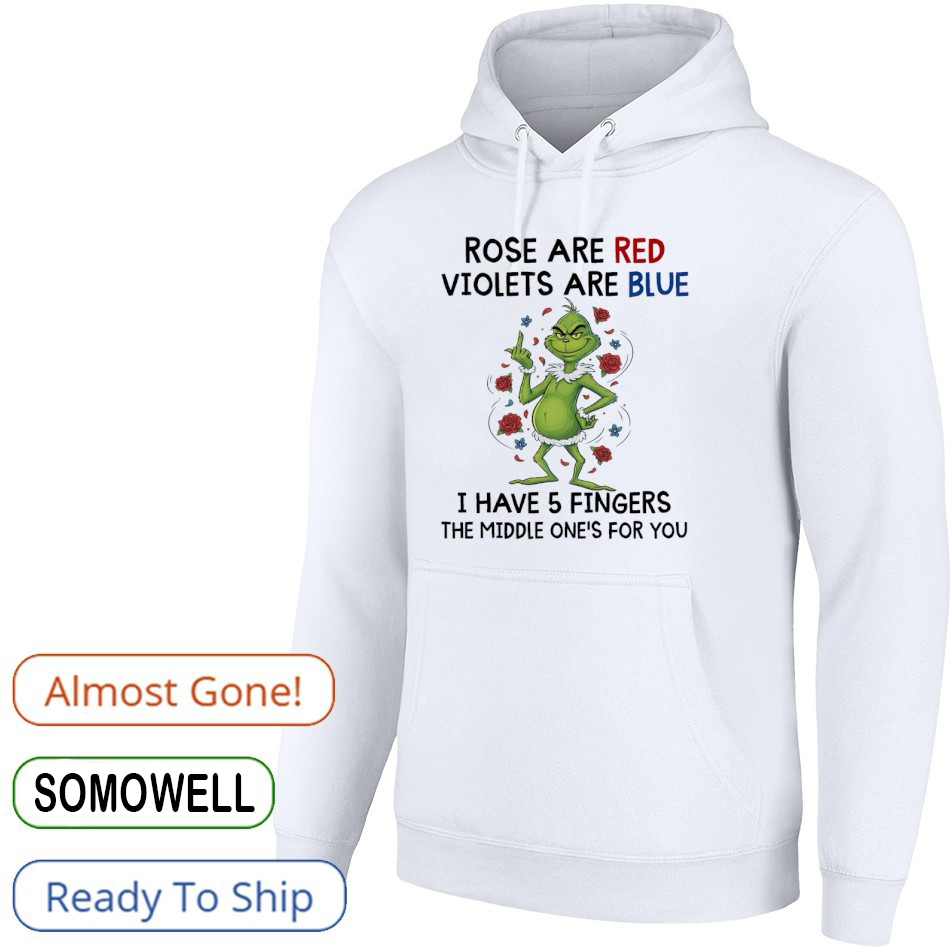 Grinch Sarcastic Funny Quote T-Shirt – Rose Are Red Violets Are Blue Middle Finger For You Christmas Vintage Bootleg Tee