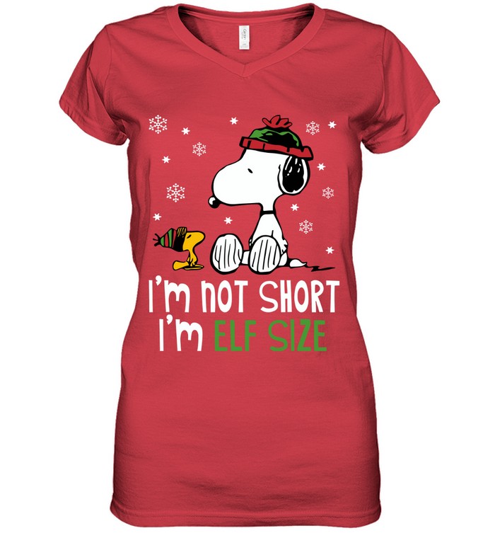 Peanuts Snoopy & Woodstock Christmas T-Shirt – Funny I’m Not Short I’m Elf Size Custom Print Vintage Holiday Tee