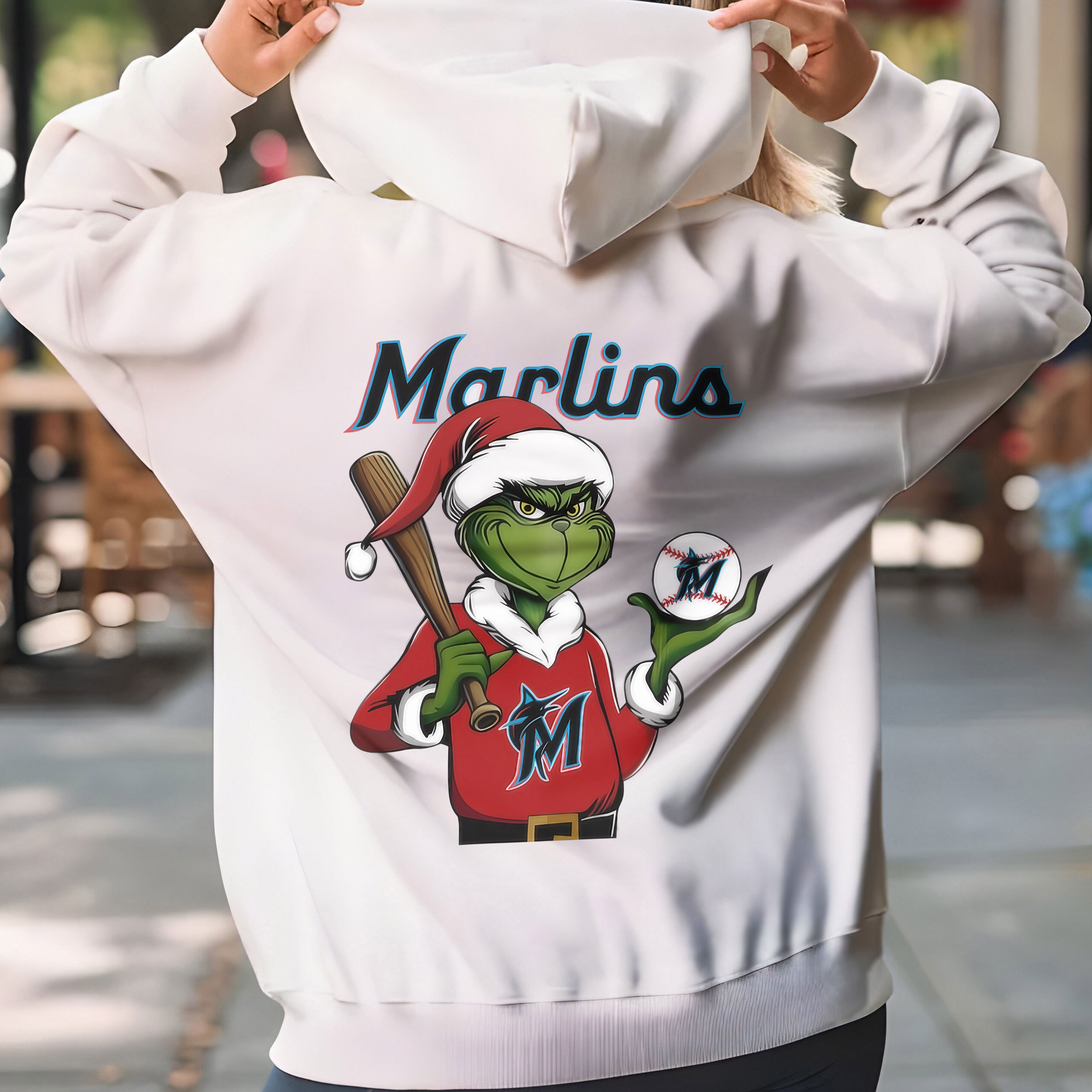 Grinch Logo Miami Marlins Christmas T-Shirt – Funny Grinch Santa Holding Baseball Vintage Bootleg Holiday Tee