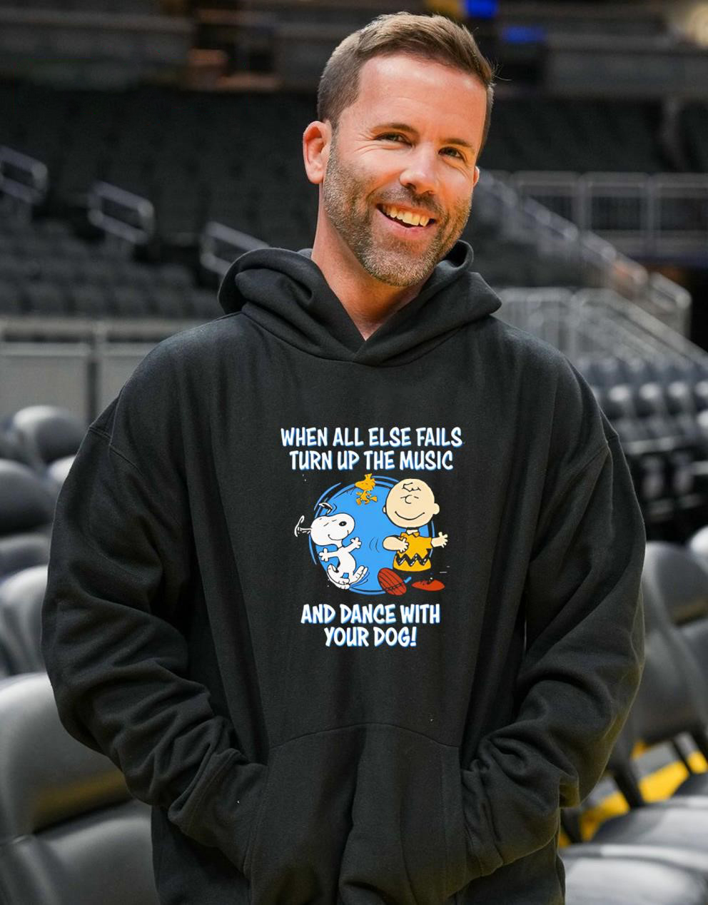 Peanuts Snoopy & Charlie Brown Christmas T-Shirt – When All Else Fails Turn Up The Music And Dance With Your Dog Vintage Bootleg Holiday Tee