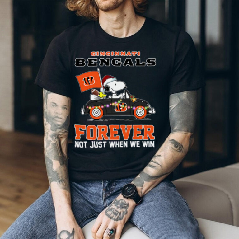 Peanuts Snoopy Driving Car Go Bengals Christmas Forever Not Just When We Win Vintage Bootleg NFL Holiday Apparel – T-Shirt, Hoodie & Sweatshirt