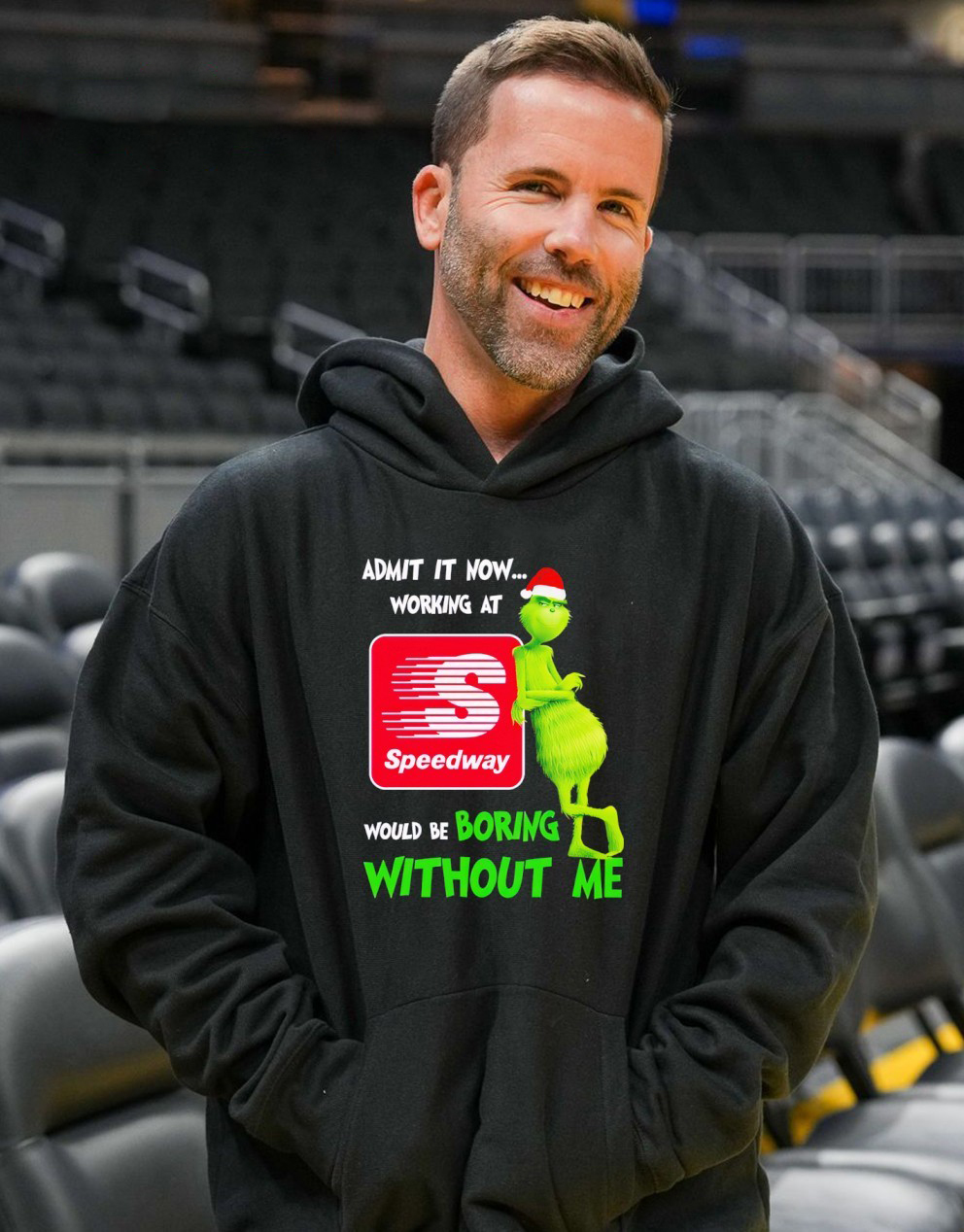 Grinch Speedway Employee Christmas T-Shirt – Admit It Now Working At Speedway Would Be Boring Without Me Funny Holiday Vintage Bootleg Tee