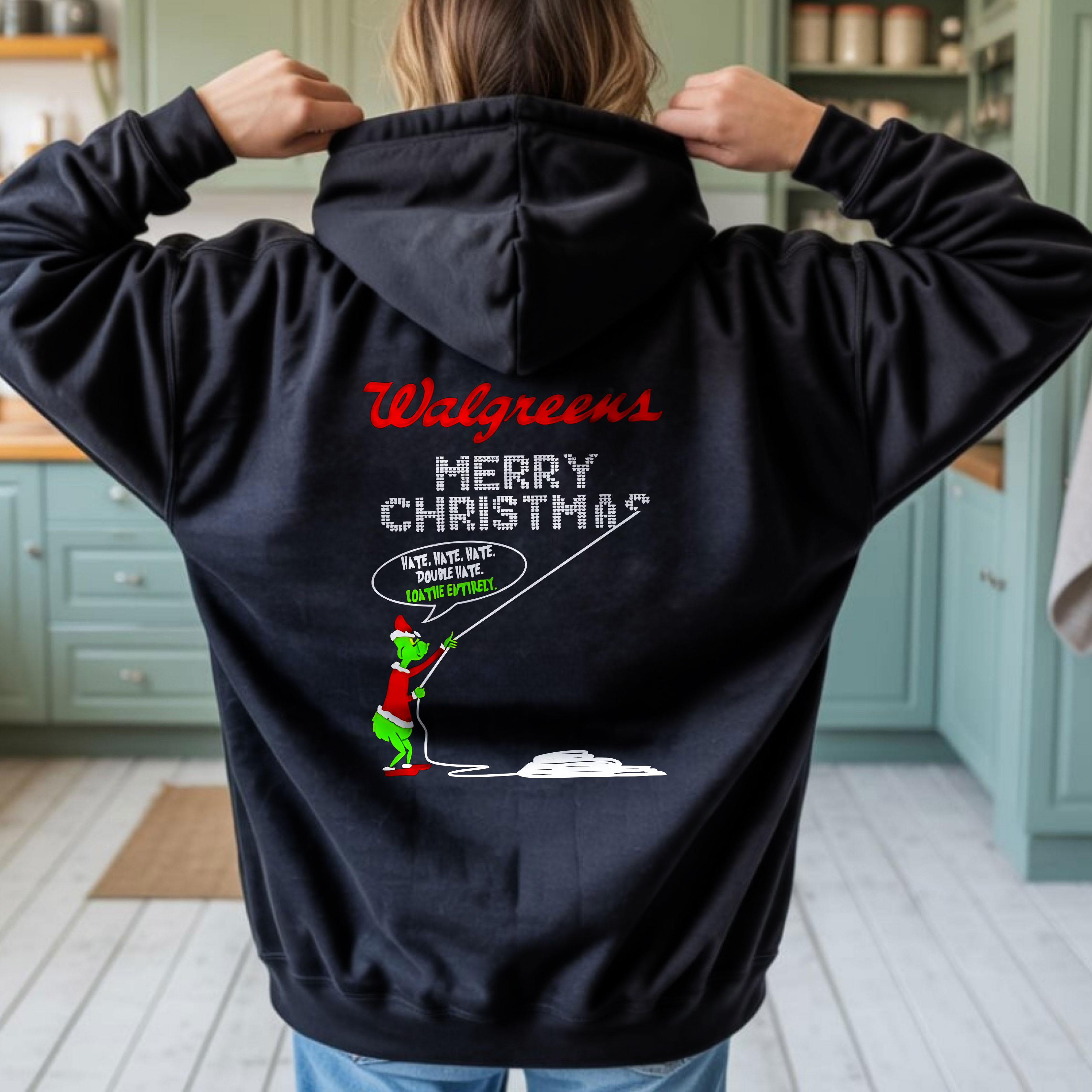 Grinch Logo Walgreens Christmas T-Shirt – Funny Merry Christmas Hate Hate Hate Double Hate Loathe Entirely Vintage Bootleg Holiday Tee