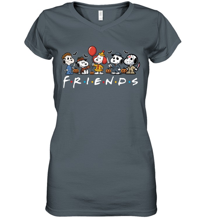 Peanuts Snoopy Costume Friends Horror Squad Halloween T-Shirt – Funny Five Characters Custom Print Vintage Bootleg Fall Tee