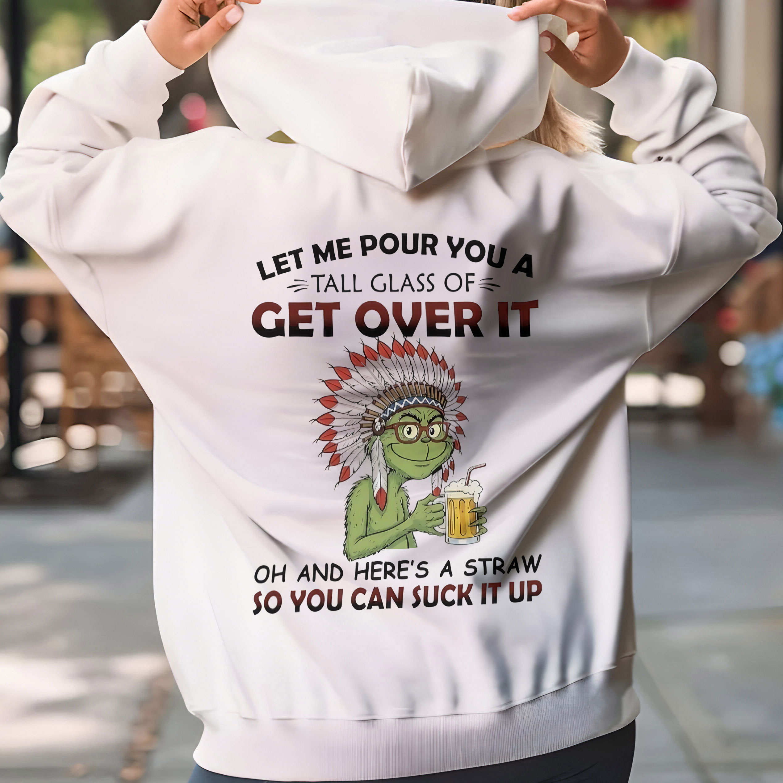 Grinch Quote Funny Get Over It Text Sweatshirt – Holiday Vintage Sarcastic Crewneck