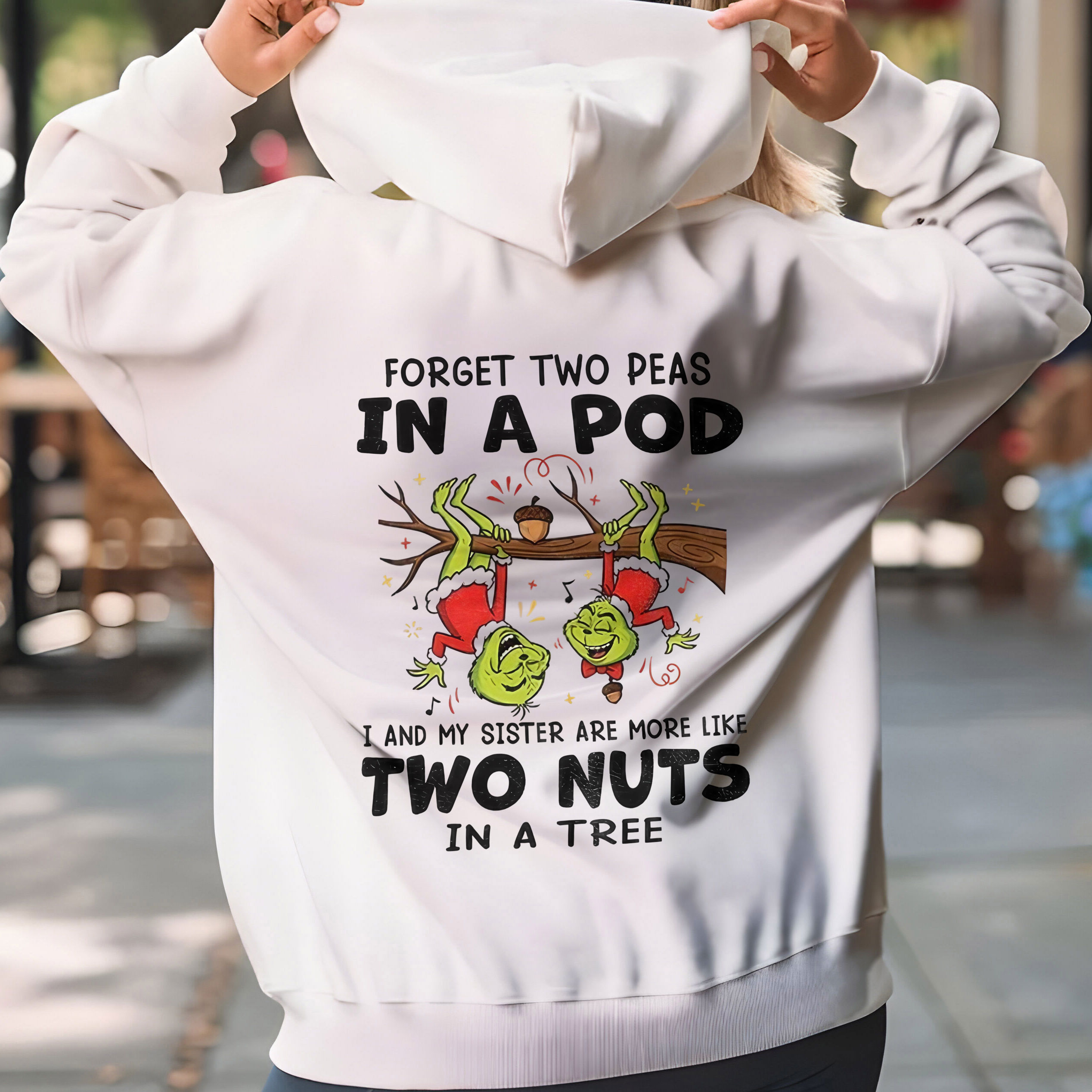 Grinch Quote Christmas T-Shirt – Funny Me And My Sister Are Like Two Nuts In A Tree Vintage Bootleg Holiday Tee