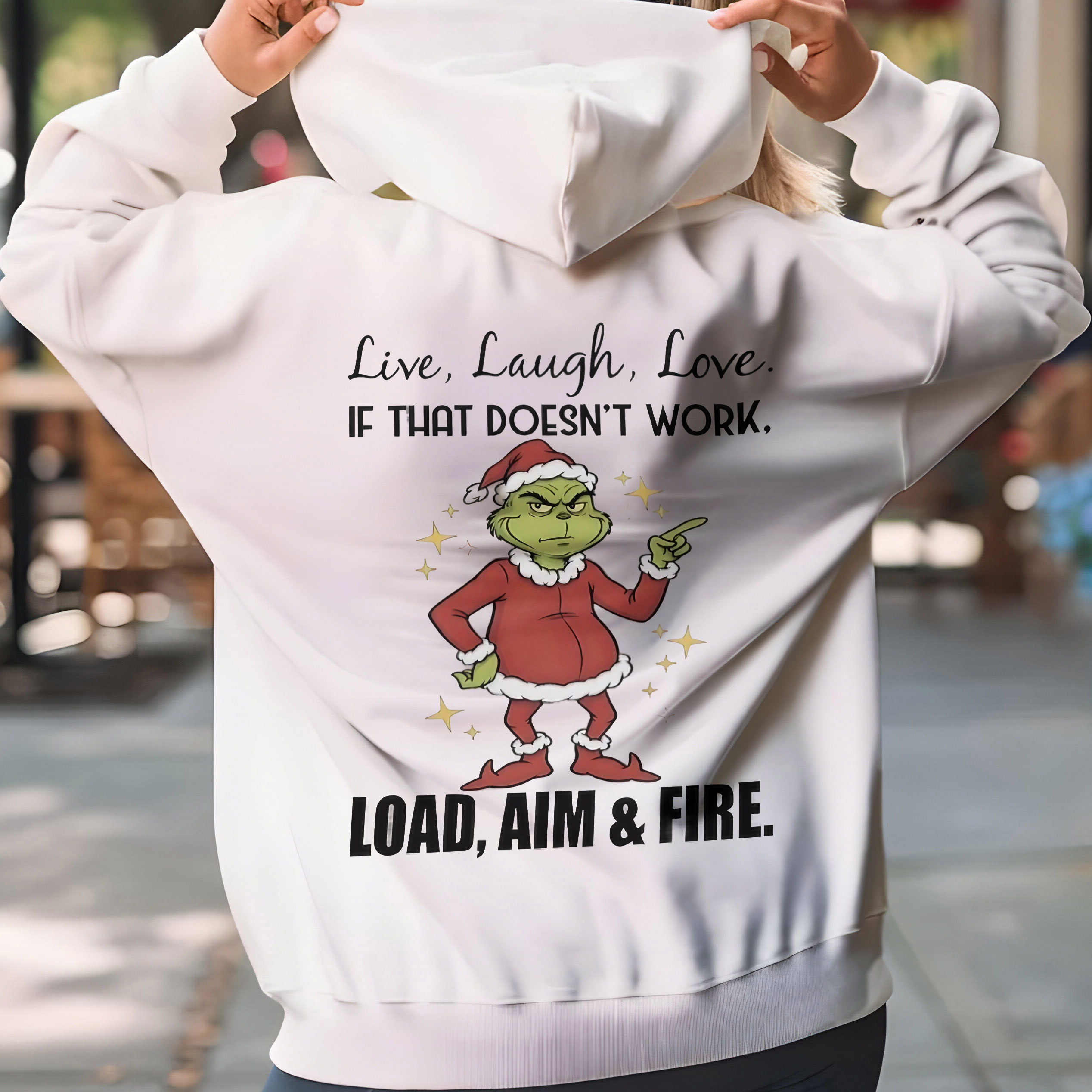 Grinch Quote Christmas T-Shirt – Funny Live Laugh Love If That Doesn’t Work Load Aim And Fire Vintage Bootleg Holiday Tee