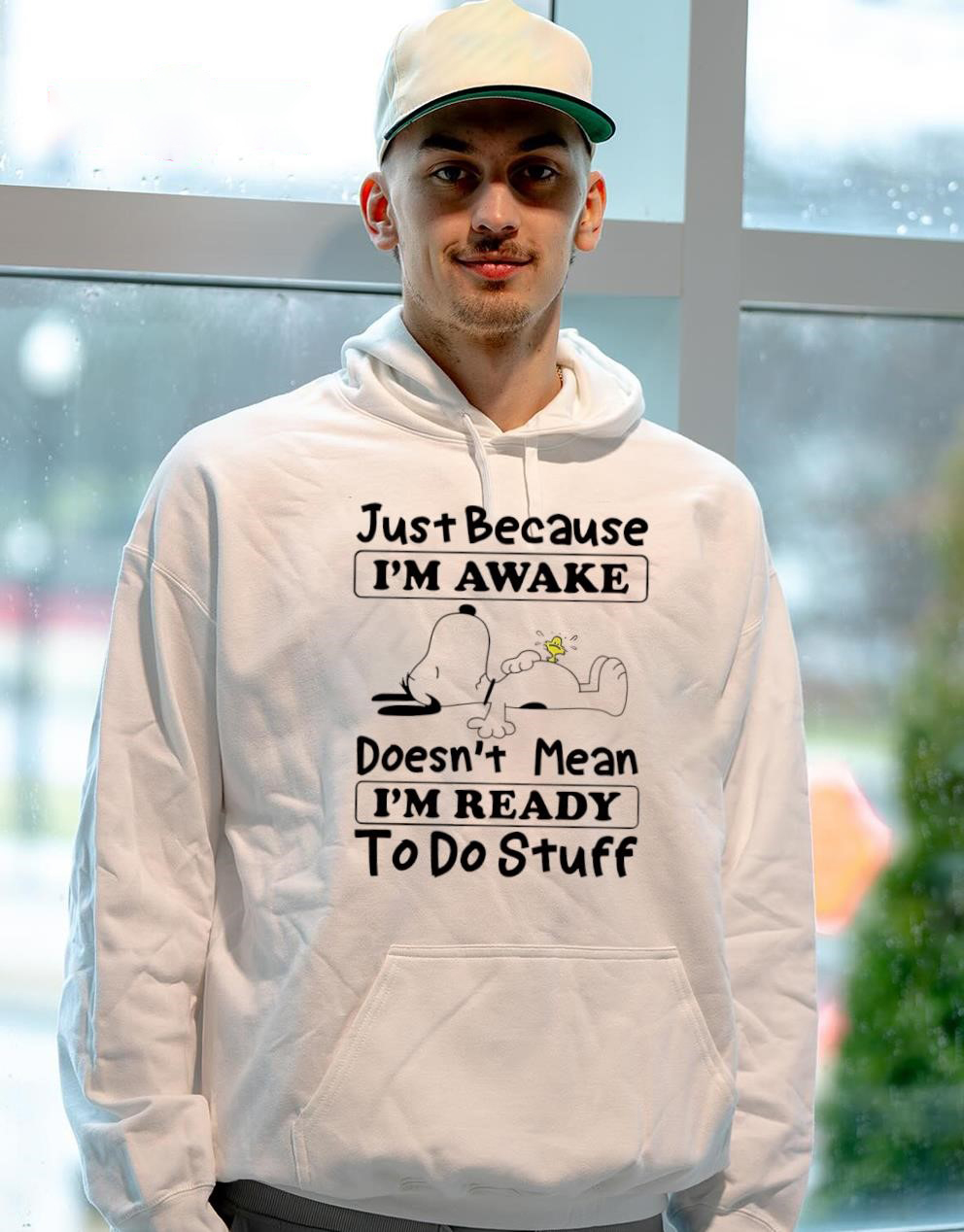 Peanuts Snoopy & Woodstock T-Shirt – Funny Just Because I’m Awake Doesn’t Mean I’m Ready To Do Stuff Vintage Bootleg Tee