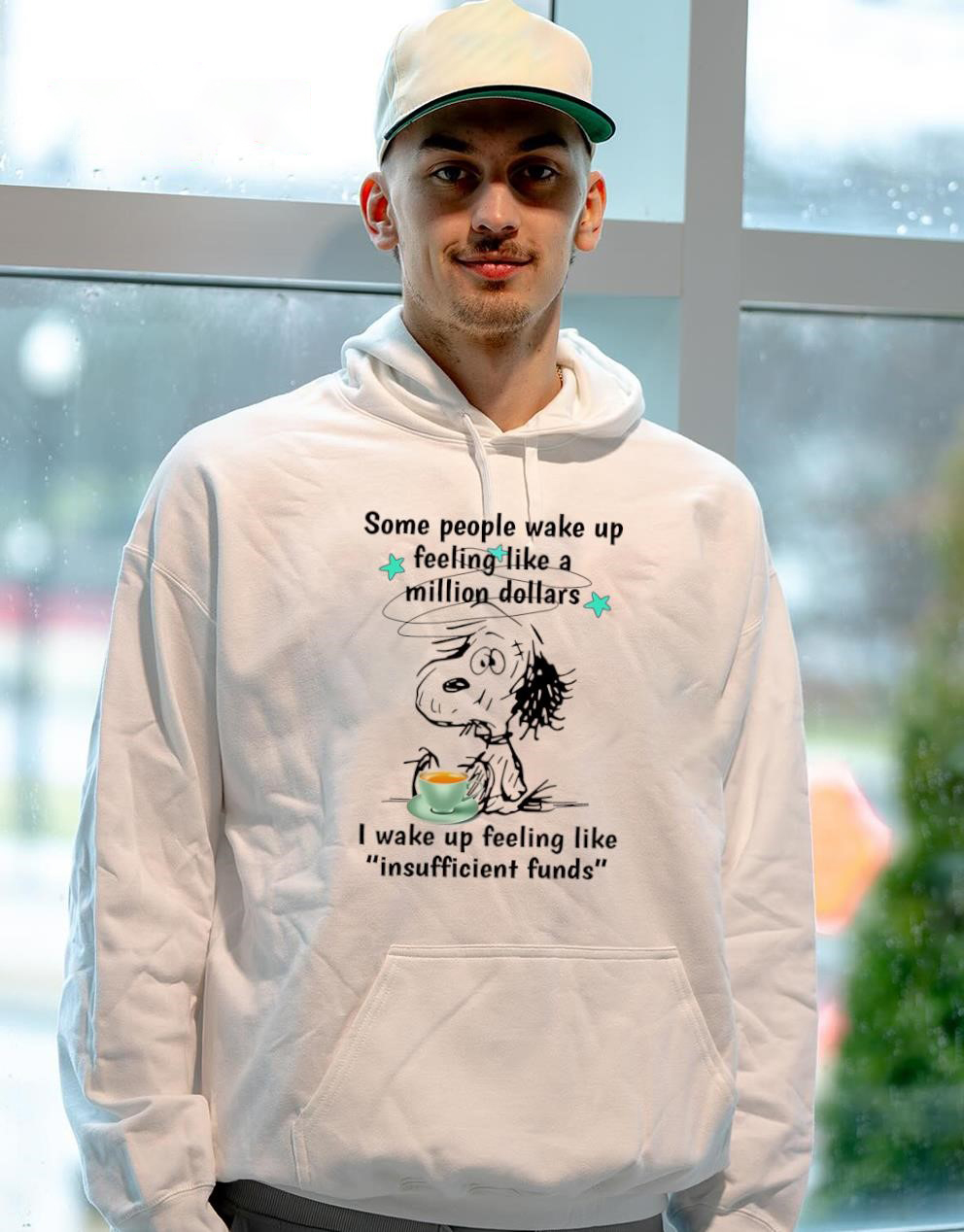 Peanuts Snoopy Some People Wake Up Feeling Like a Million Dollars I Wake Up Feeling Like Insufficient Funds Vintage Bootleg Humor Apparel – T-Shirt, Hoodie & Sweatshirt