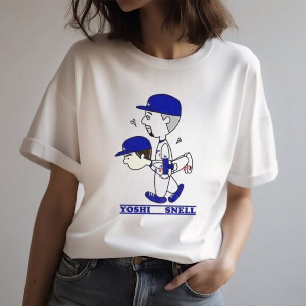Peanuts Snoopy x Yoshinobu Yamamoto & Blake Snell Los Angeles Dodgers T-Shirt – Funny MLB Meme Vintage Bootleg Baseball Tee