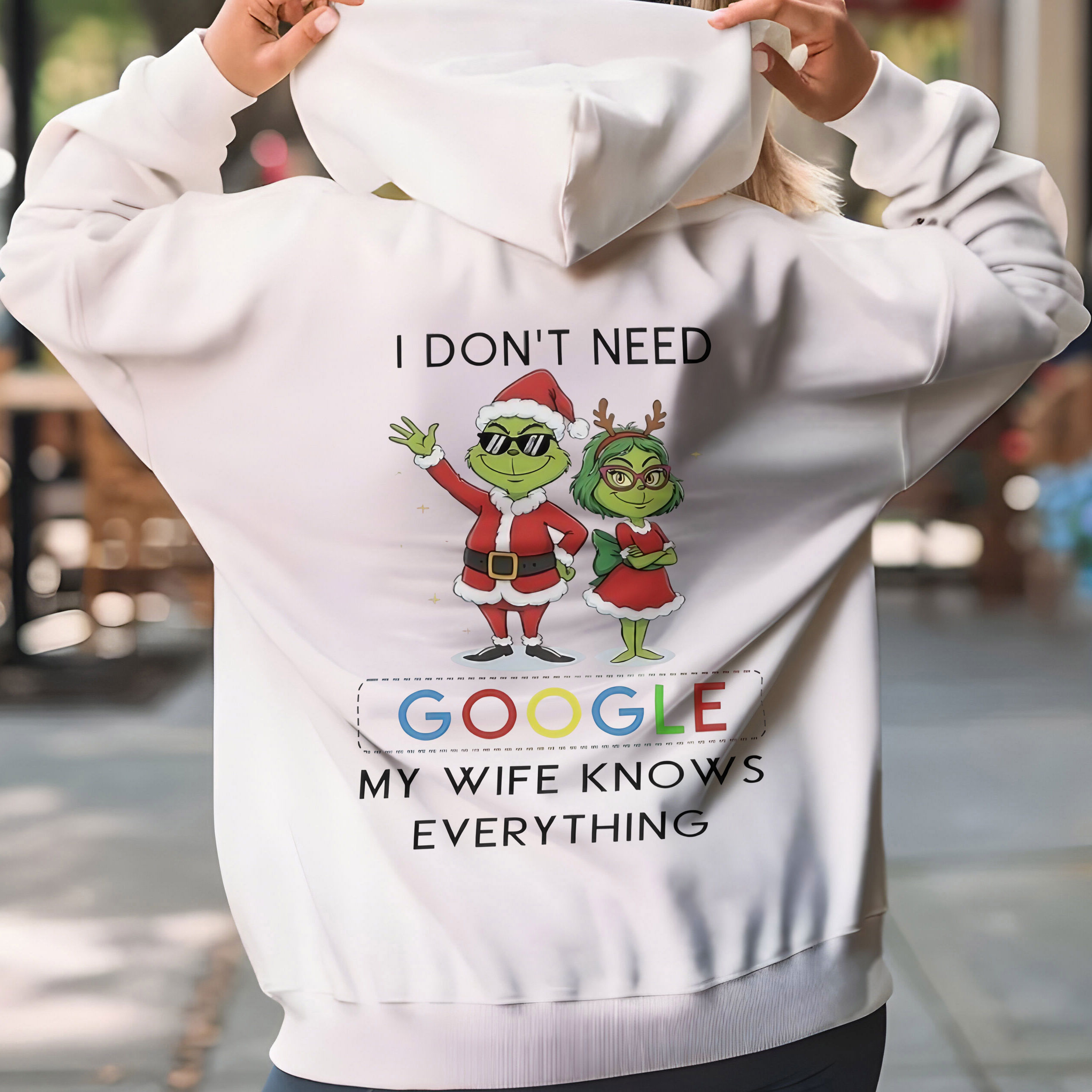 Grinch Quote Christmas T-Shirt – Funny I Don’t Need Google My Wife Knows Everything Vintage Bootleg Holiday Tee