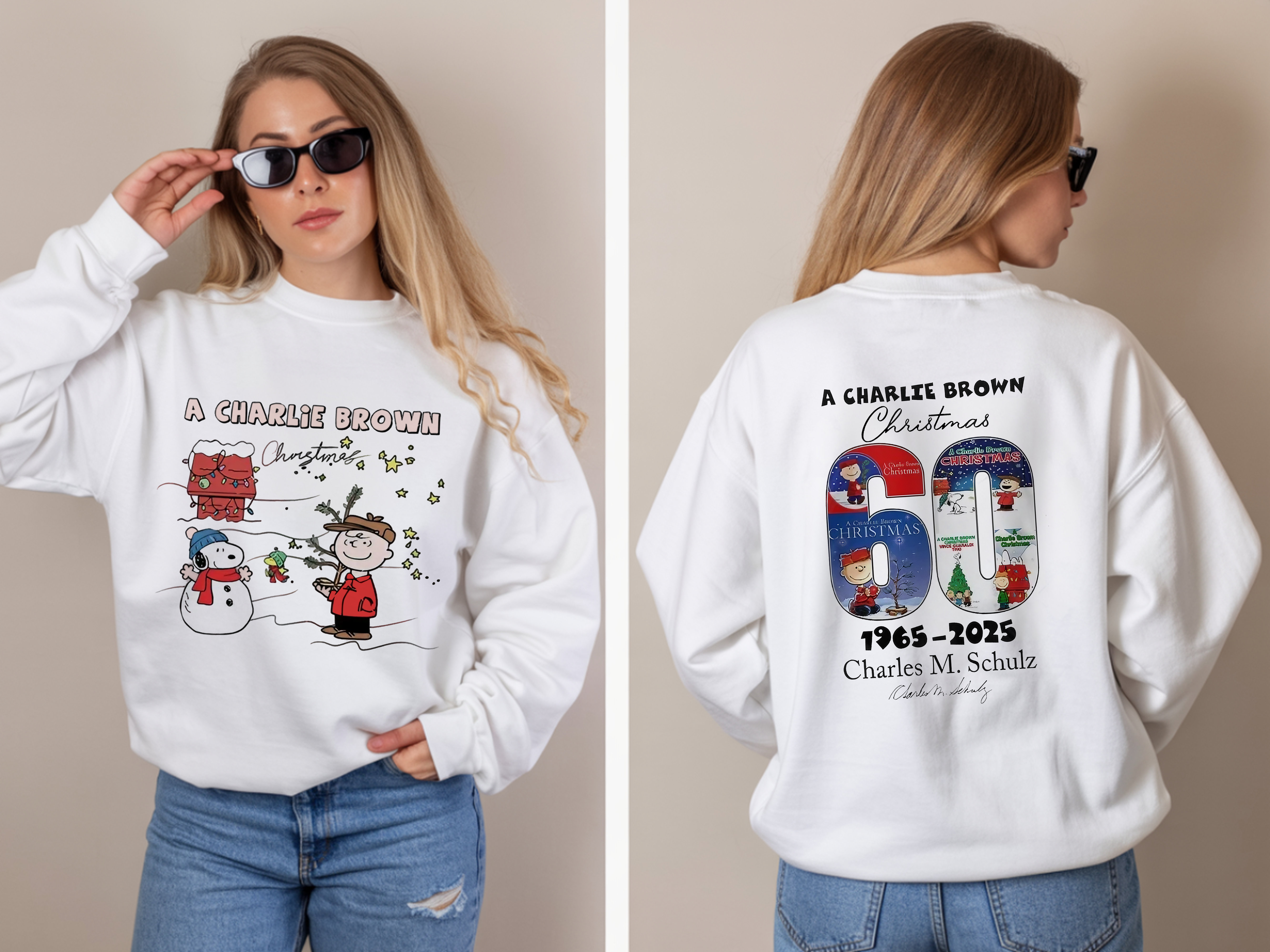 A Charlie Brown Peanuts Snoopy Christmas 60th Anniversary 1965–2025 Charles M. Schulz Logo Two-Sided Holiday Vintage Bootleg Apparel – T-Shirt, Hoodie & Sweatshirt