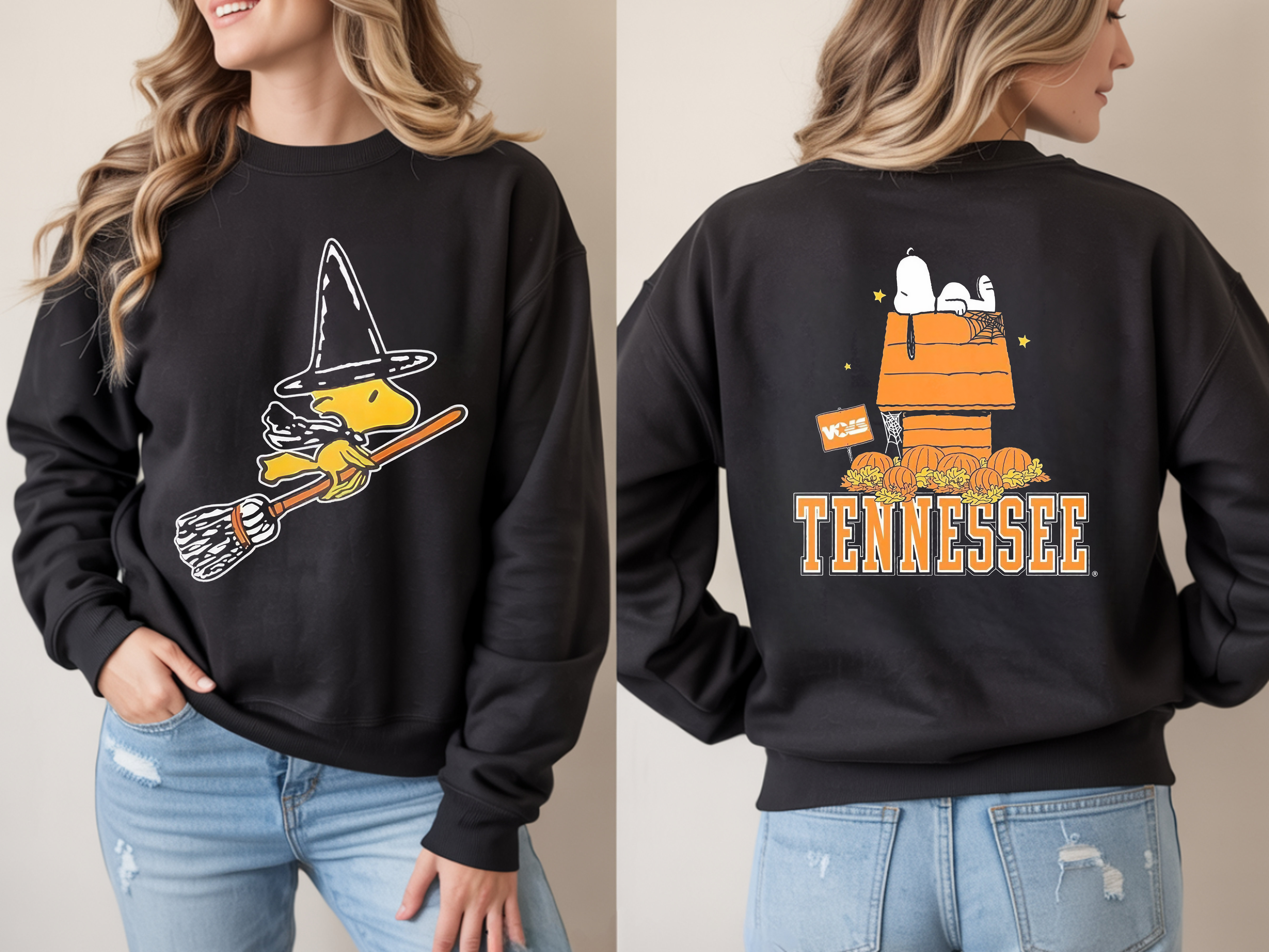 Peanuts Snoopy and Woodstock x Tennessee Happy Halloween 2-Sided Orange Pumpkin Vintage Bootleg Spooky Holiday Apparel – T-Shirt, Hoodie & Sweatshirt