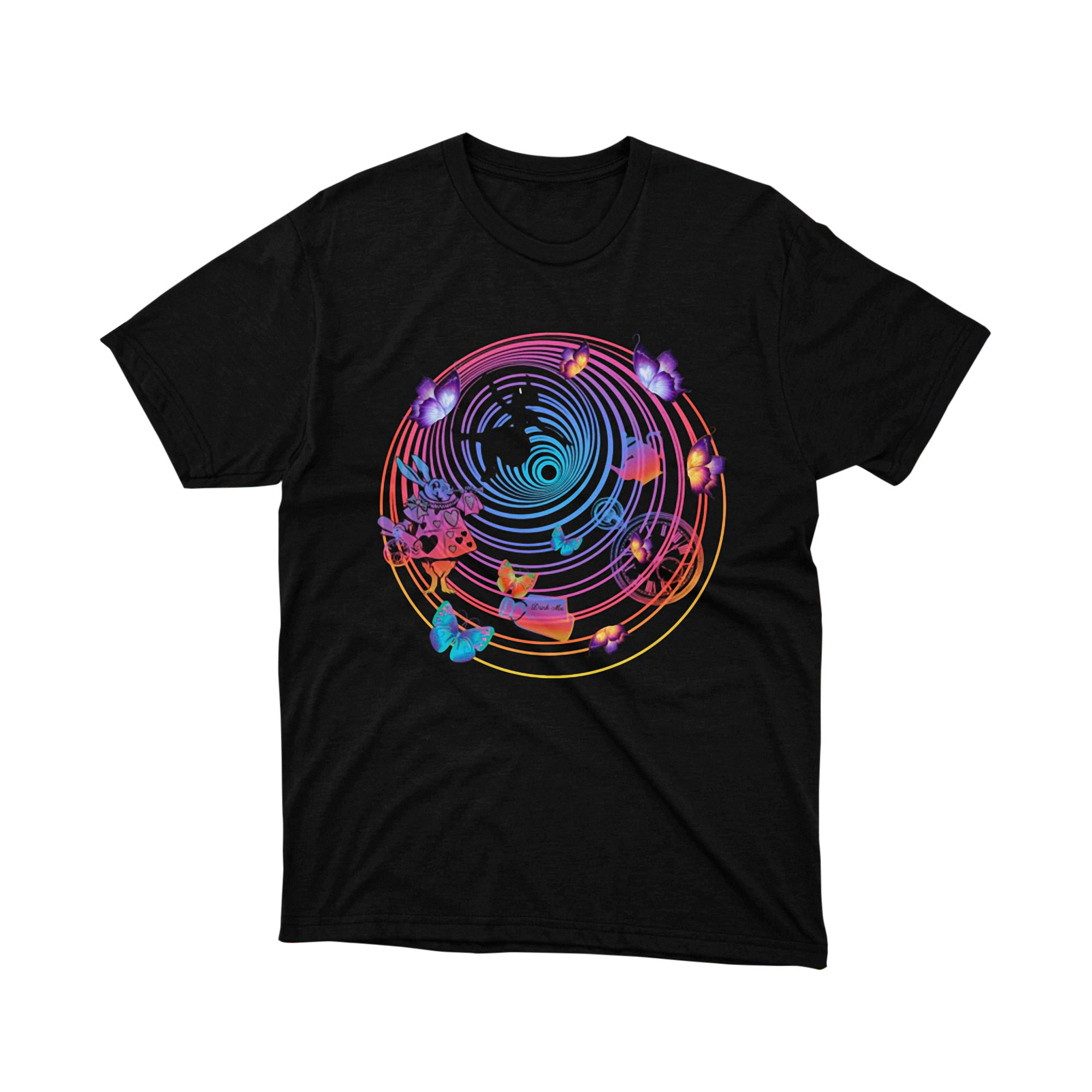 Alice in Wonderland Mad Hatter Psychedelic Butterfly T Shirt