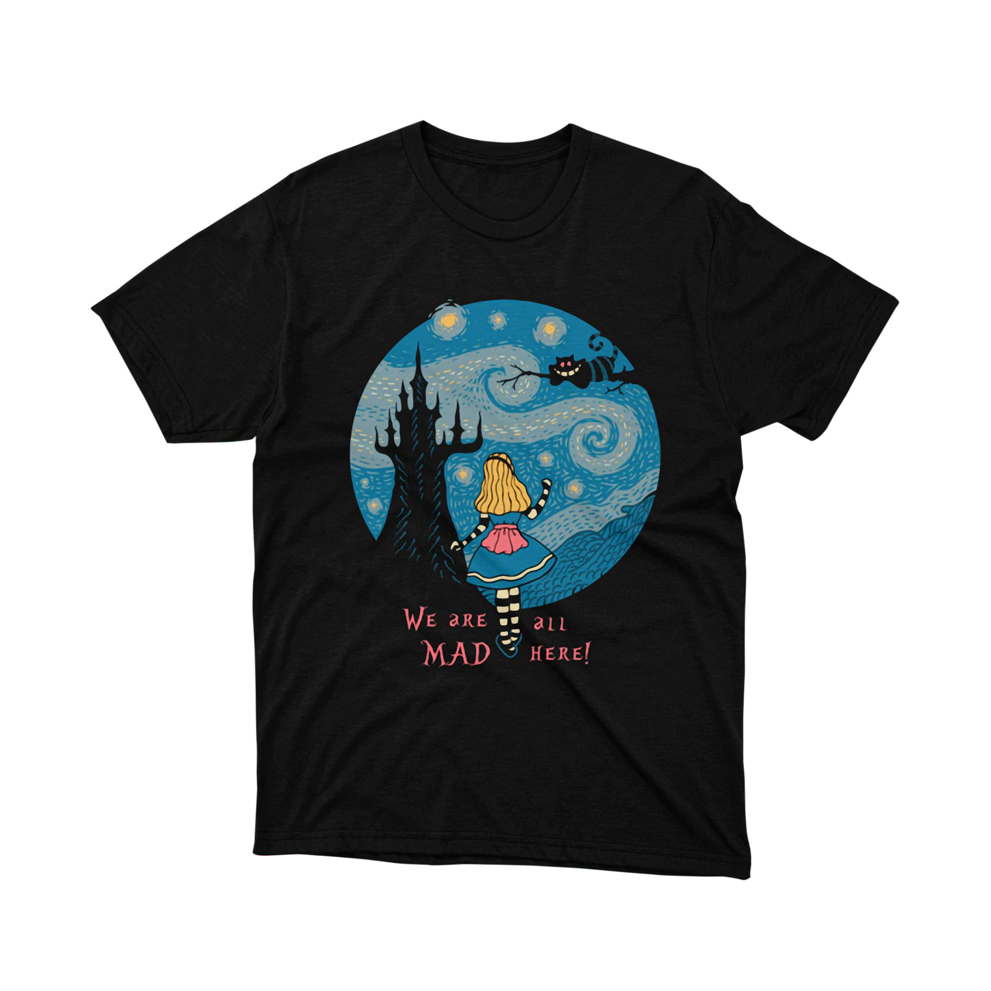 Alice in Wonderland Starry Night Cheshire Cat T Shirt