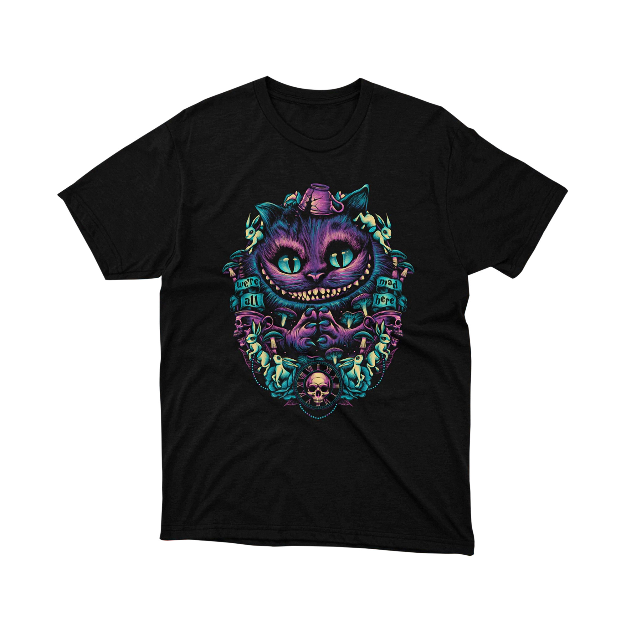 Alice in Wonderland Were All Mad Here Cheshire Cat T Shirt