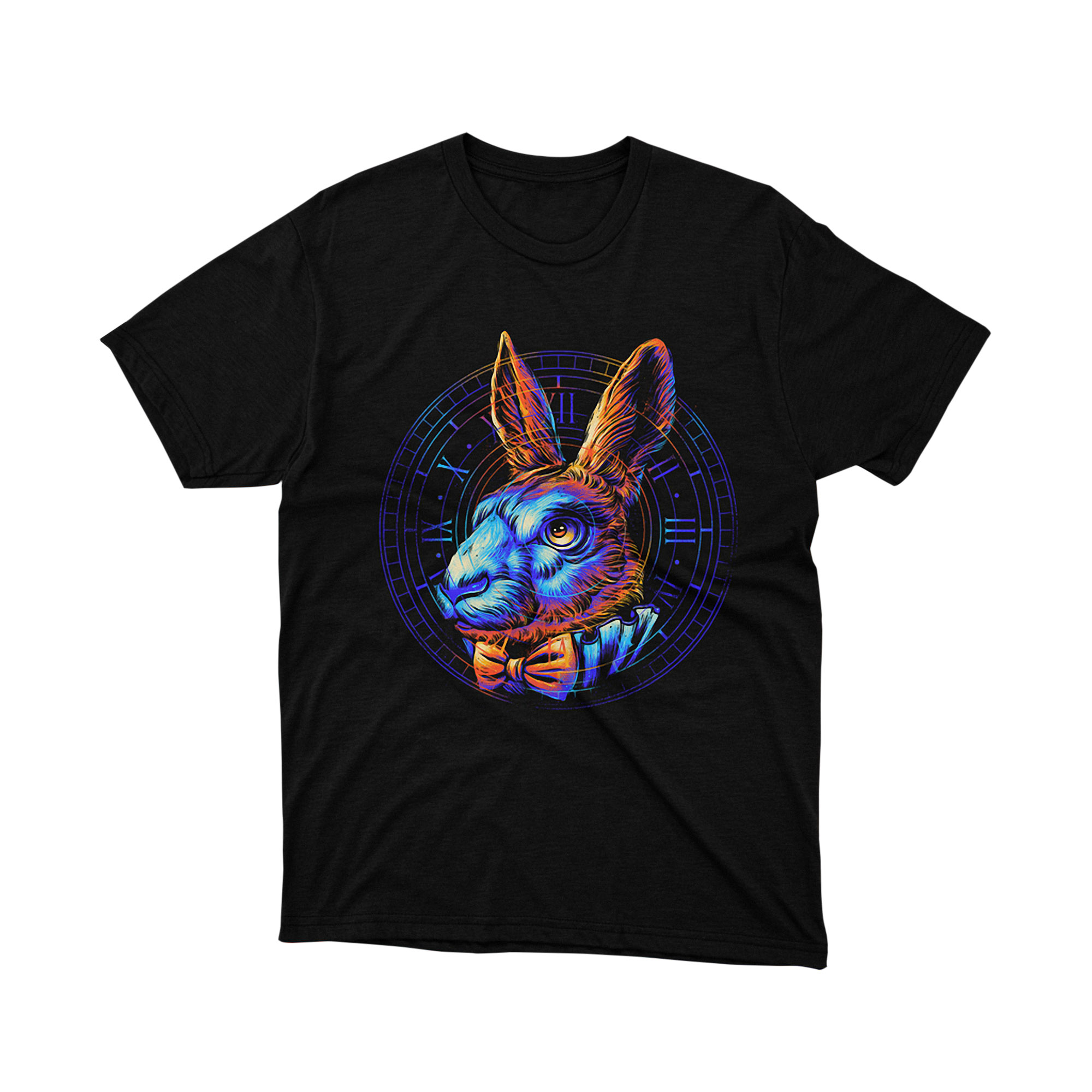 Alice in Wonderland White Rabbit Clock Neon T Shirt