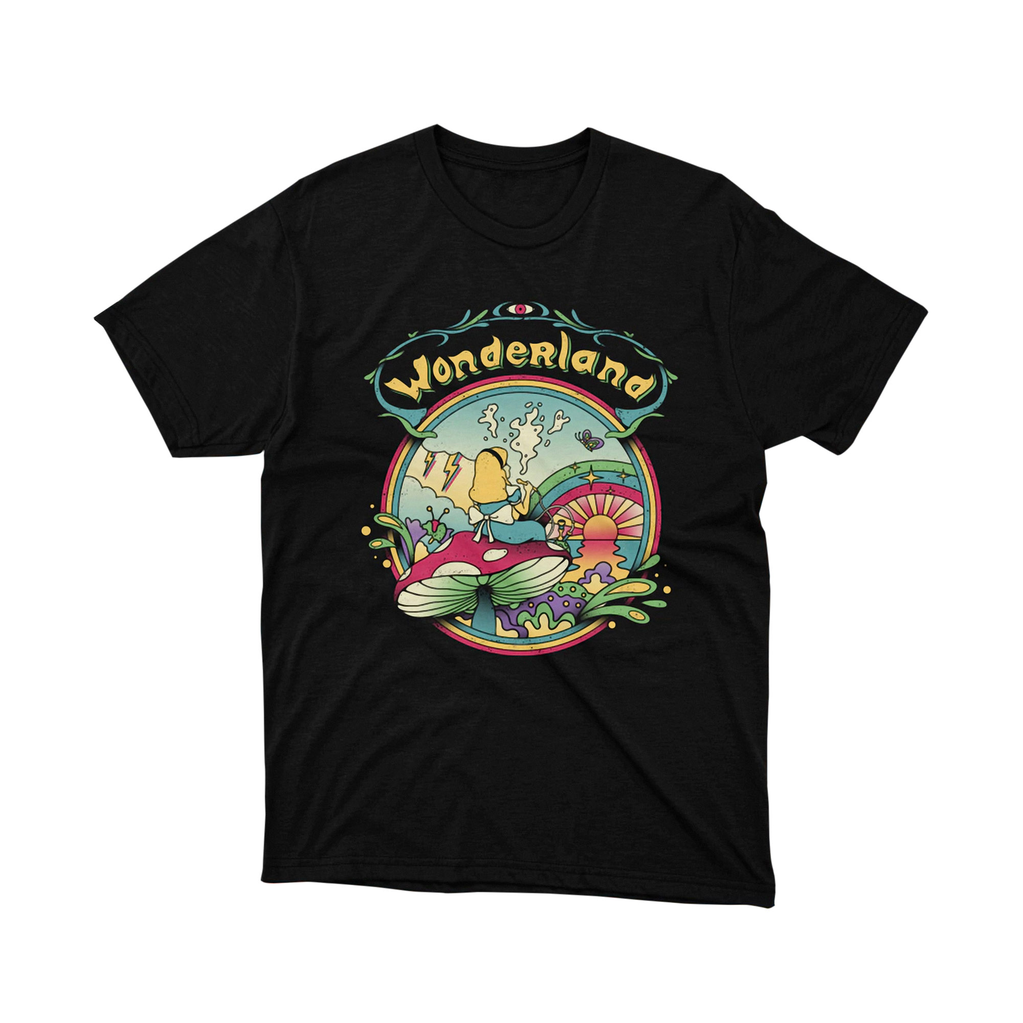 Alice Wonderland Psychedelic Mushroom Vintage T Shirt