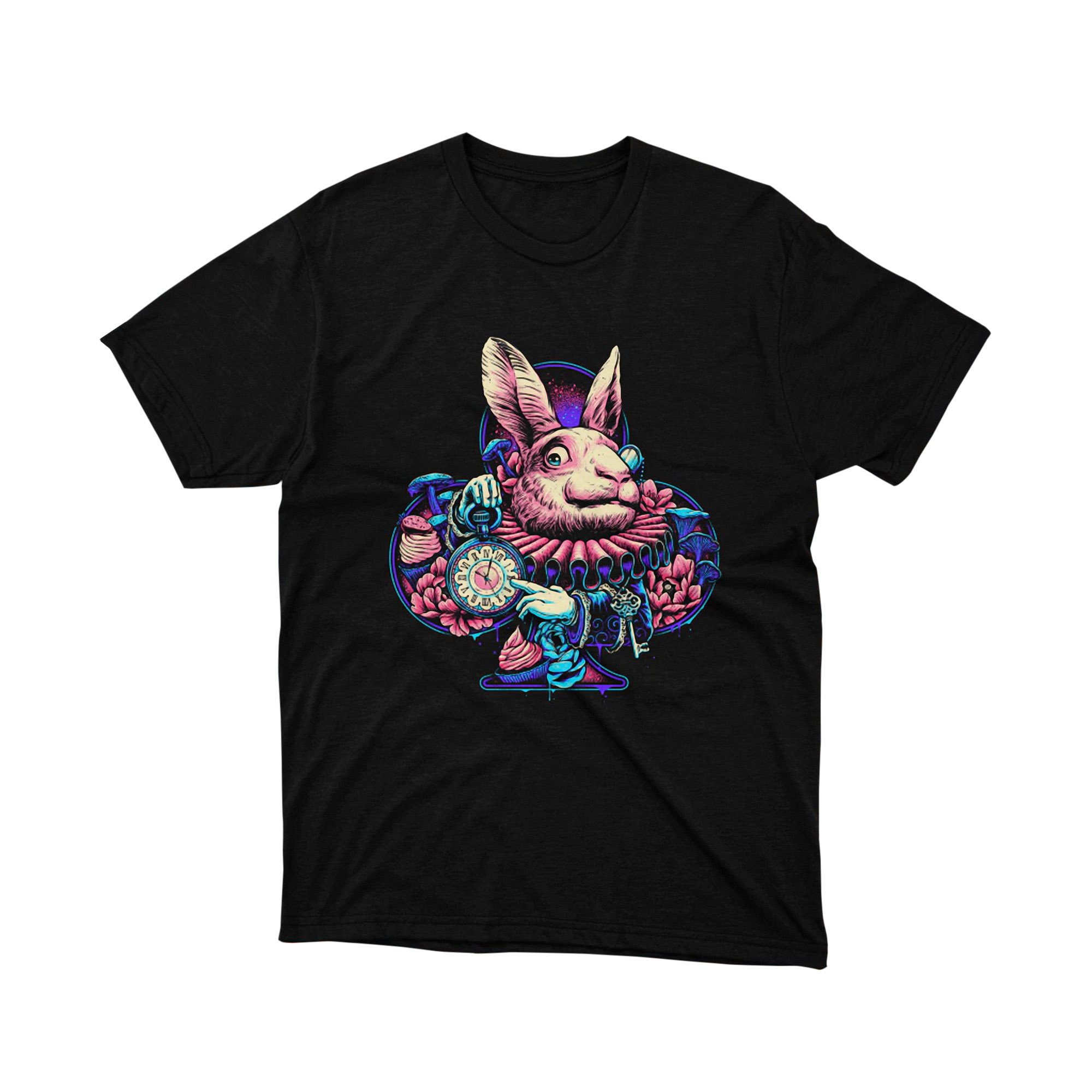 Alice Wonderland White Rabbit Clock Retro T Shirt