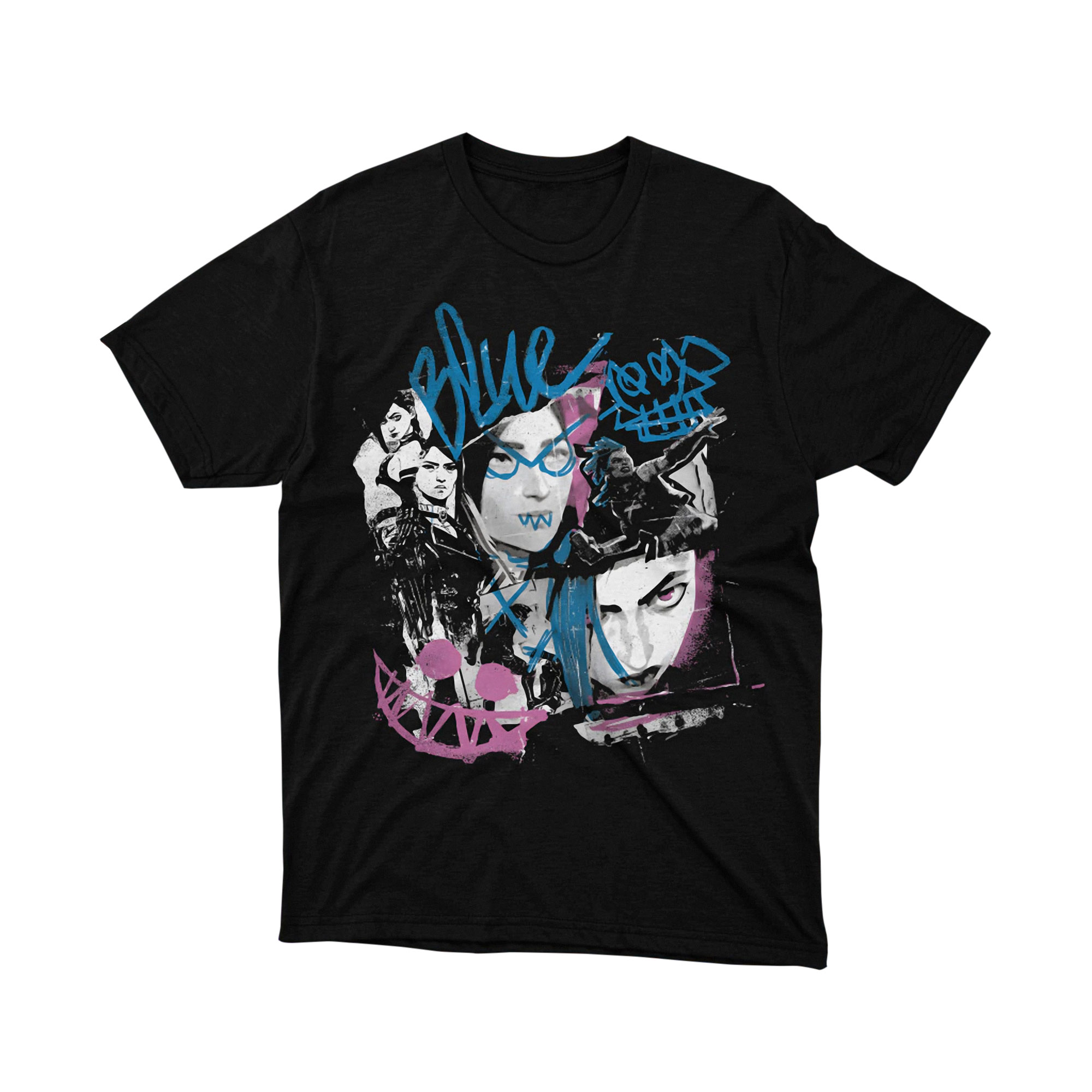 Arcane Jinx Blue Flame Chaos Collage T Shirt