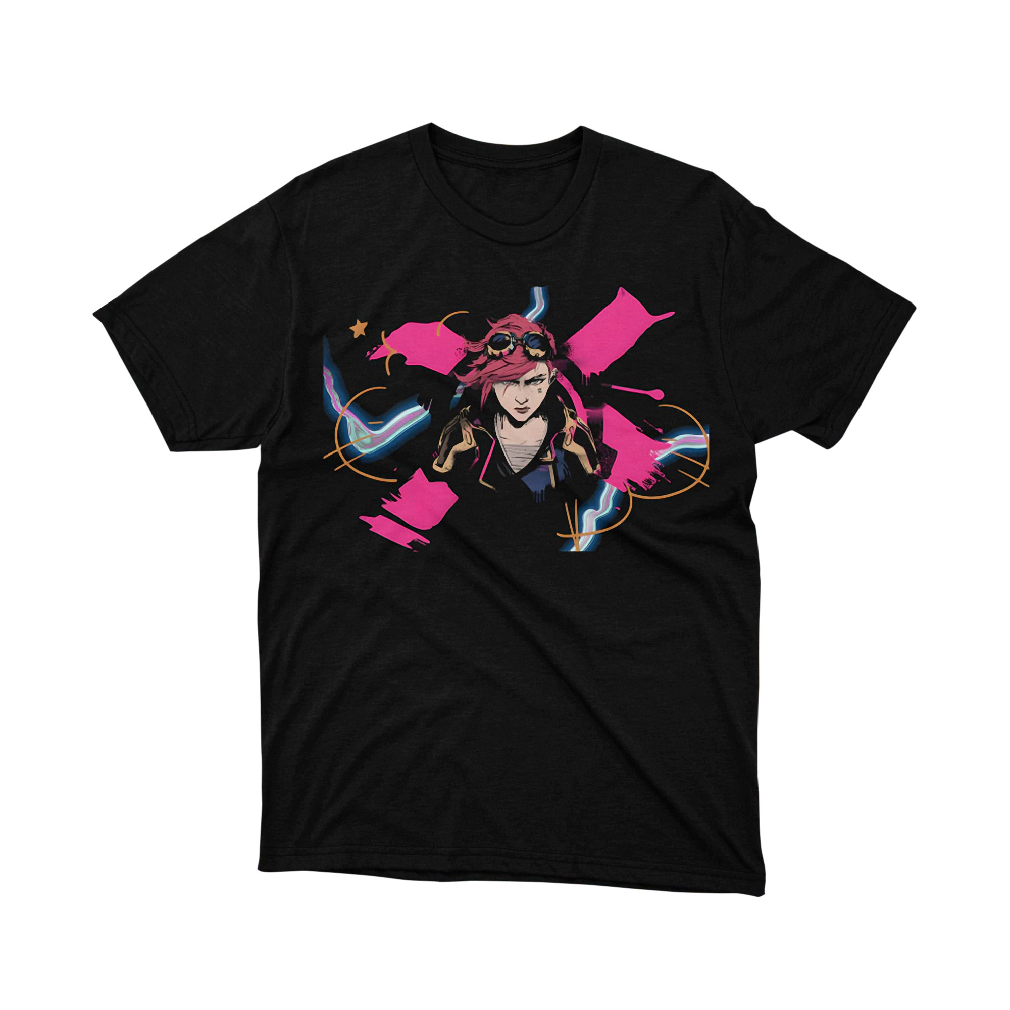 Arcane Jinx Blue Spray Paint Graffiti Tee Shirt