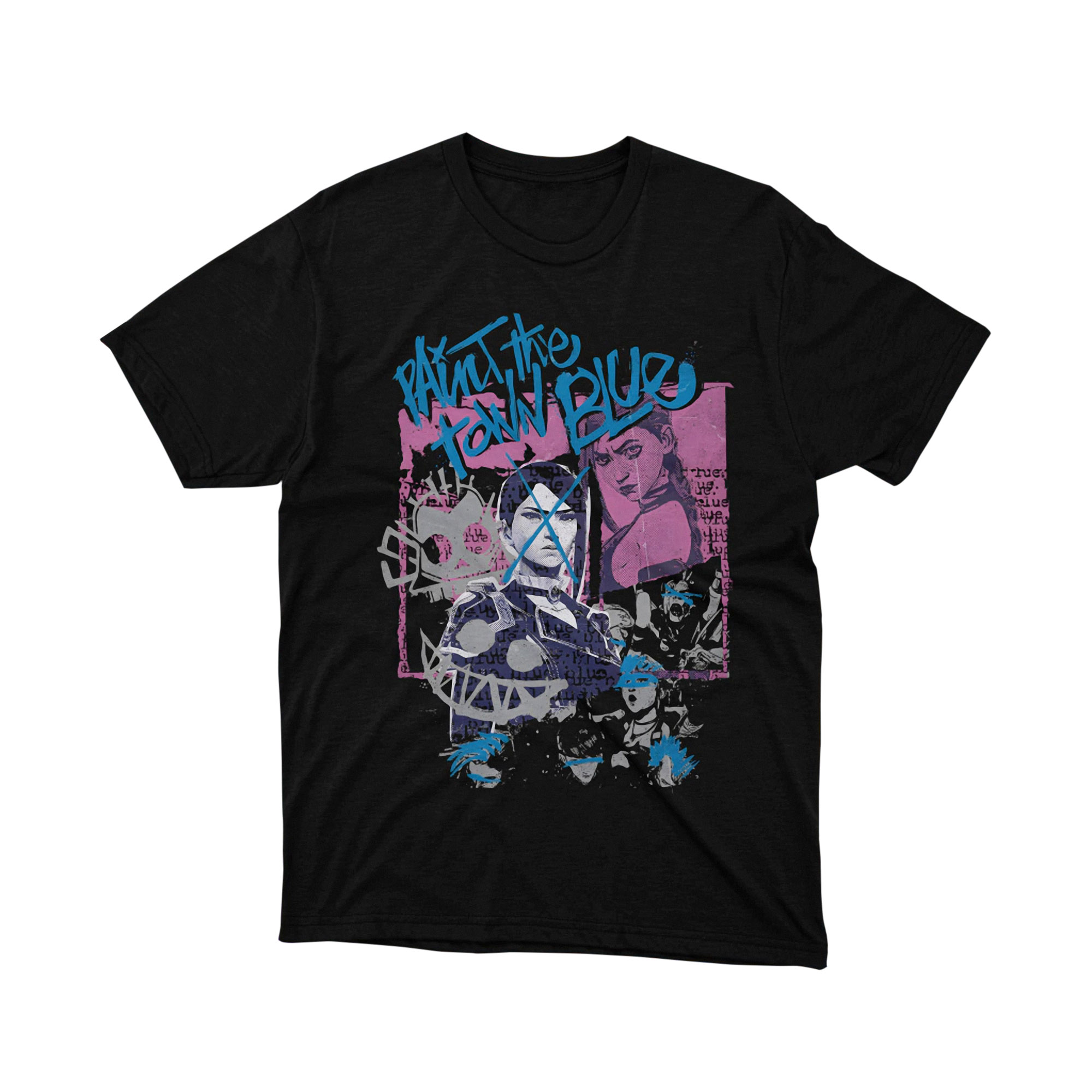 Arcane Jinx Paint The Town Blue Graffiti T Shirt