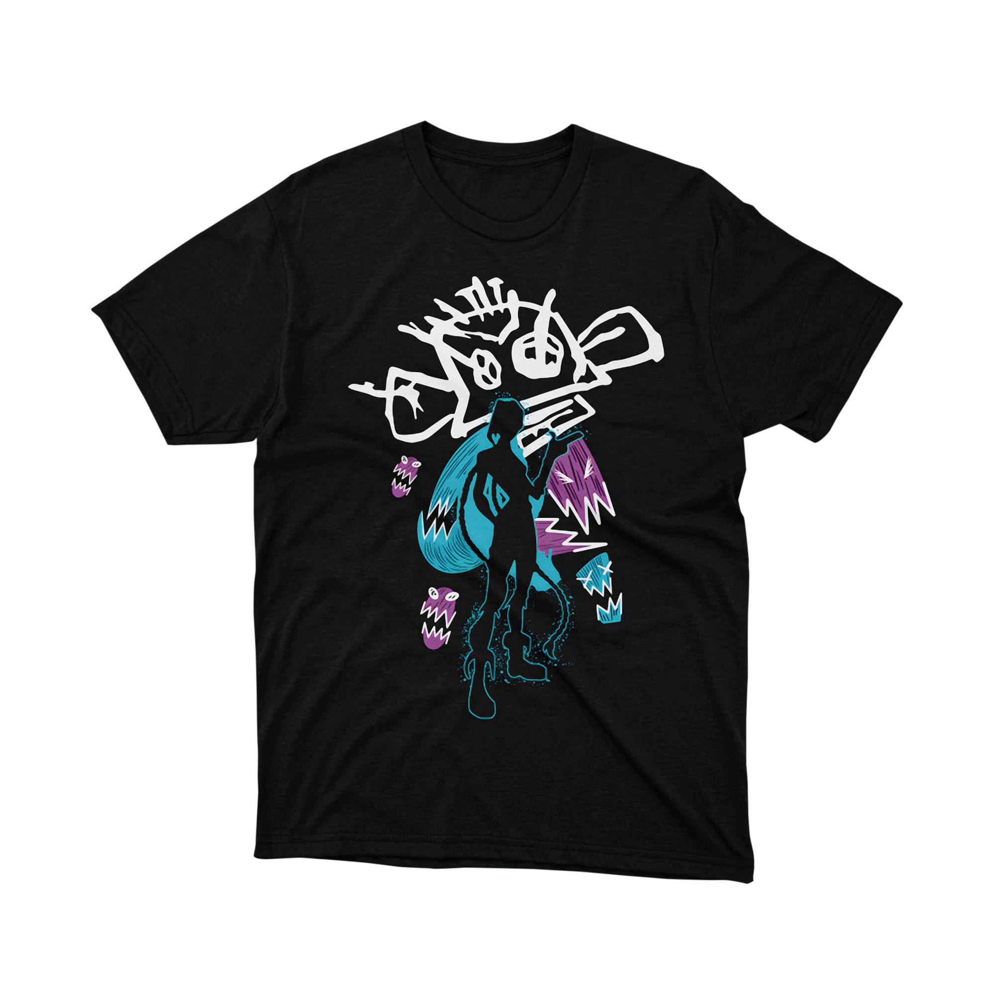 Arcane Jinx Silhouette Neon Grunge Art T Shirt