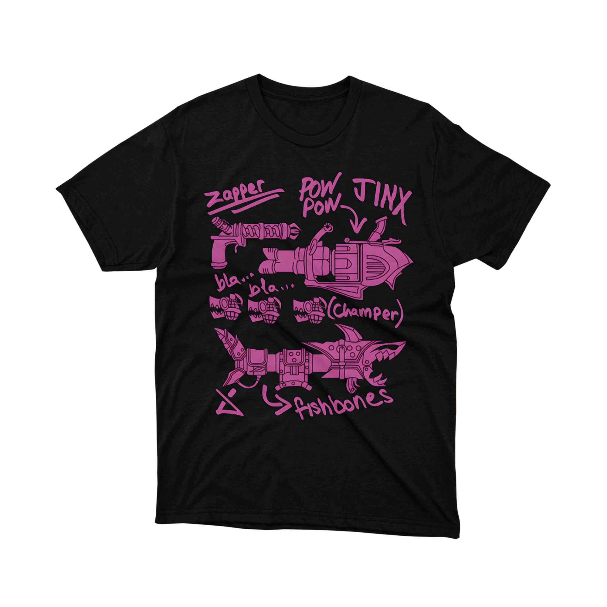 Arcane Jinx Weapons Diagram Zapper Pow Pow T Shirt