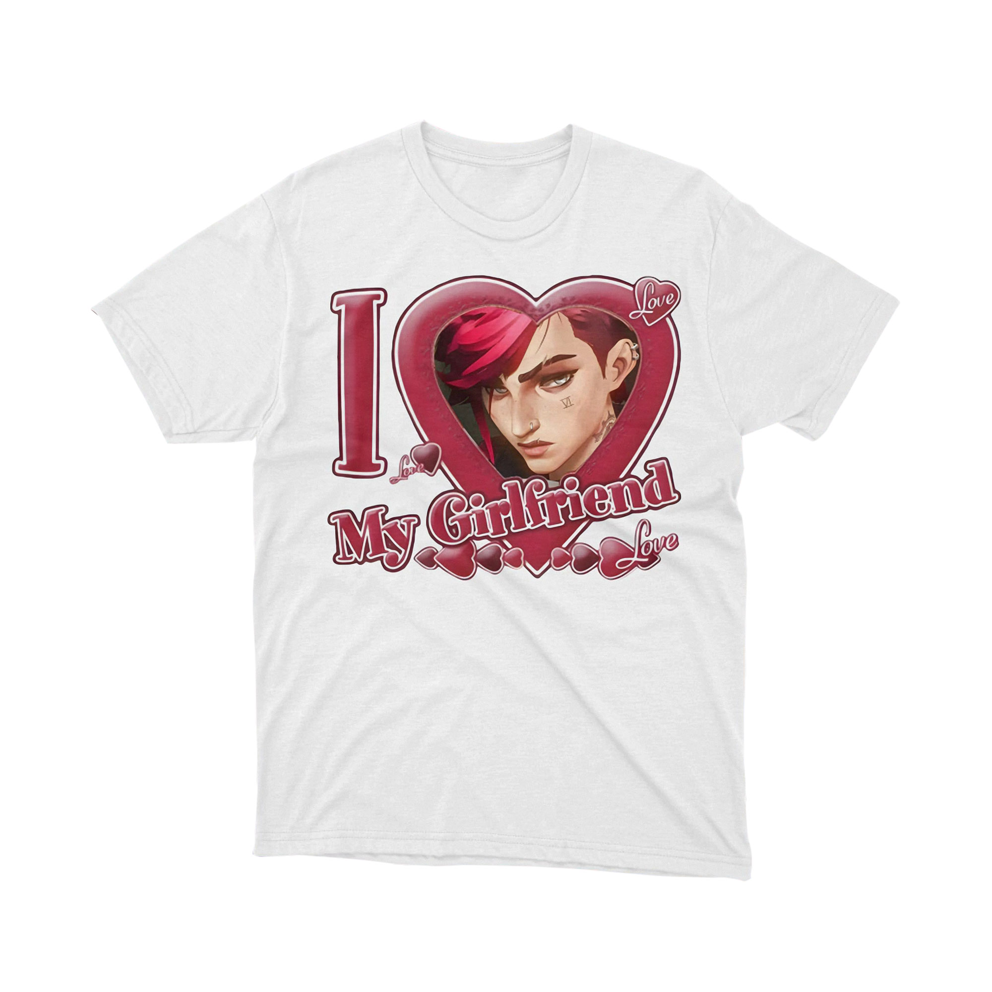 Arcane Vi I Love My Girlfriend Heart T Shirt White