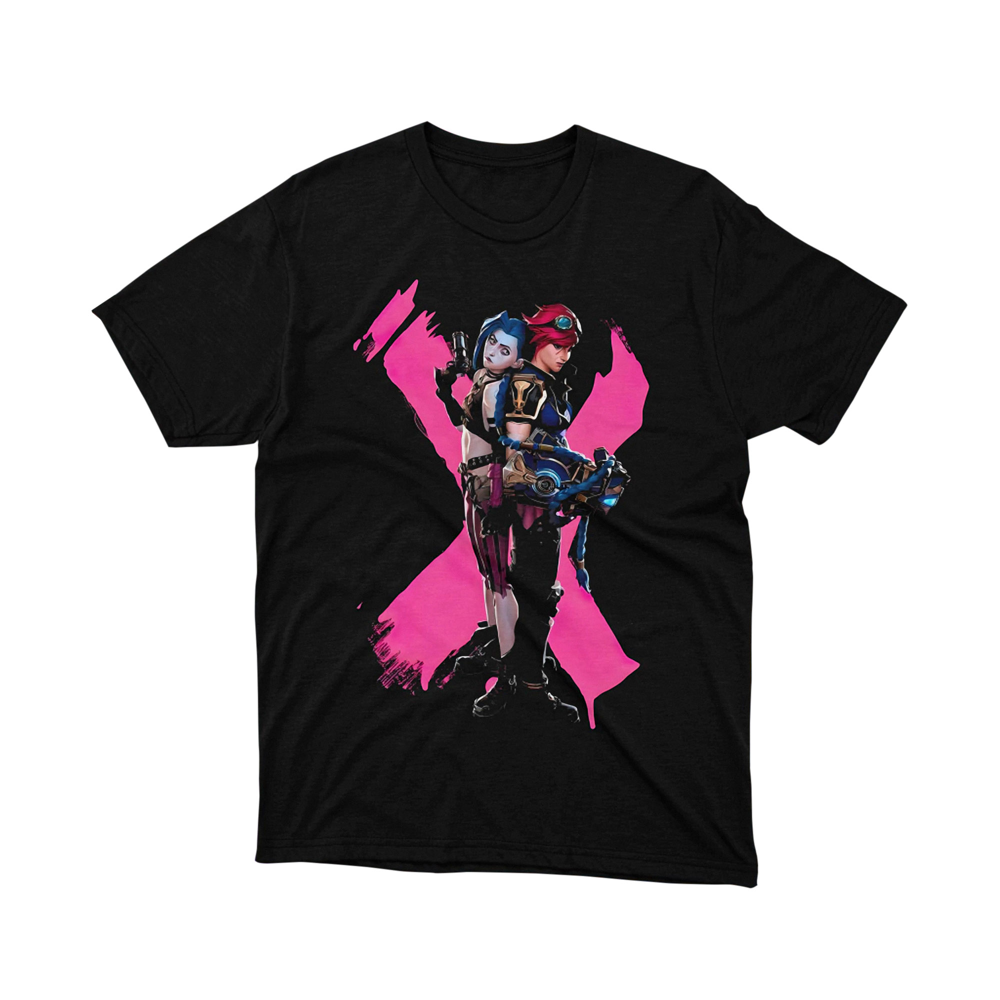 Arcane Vi Jinx Sisters Duo Pink X T Shirt League of Legends