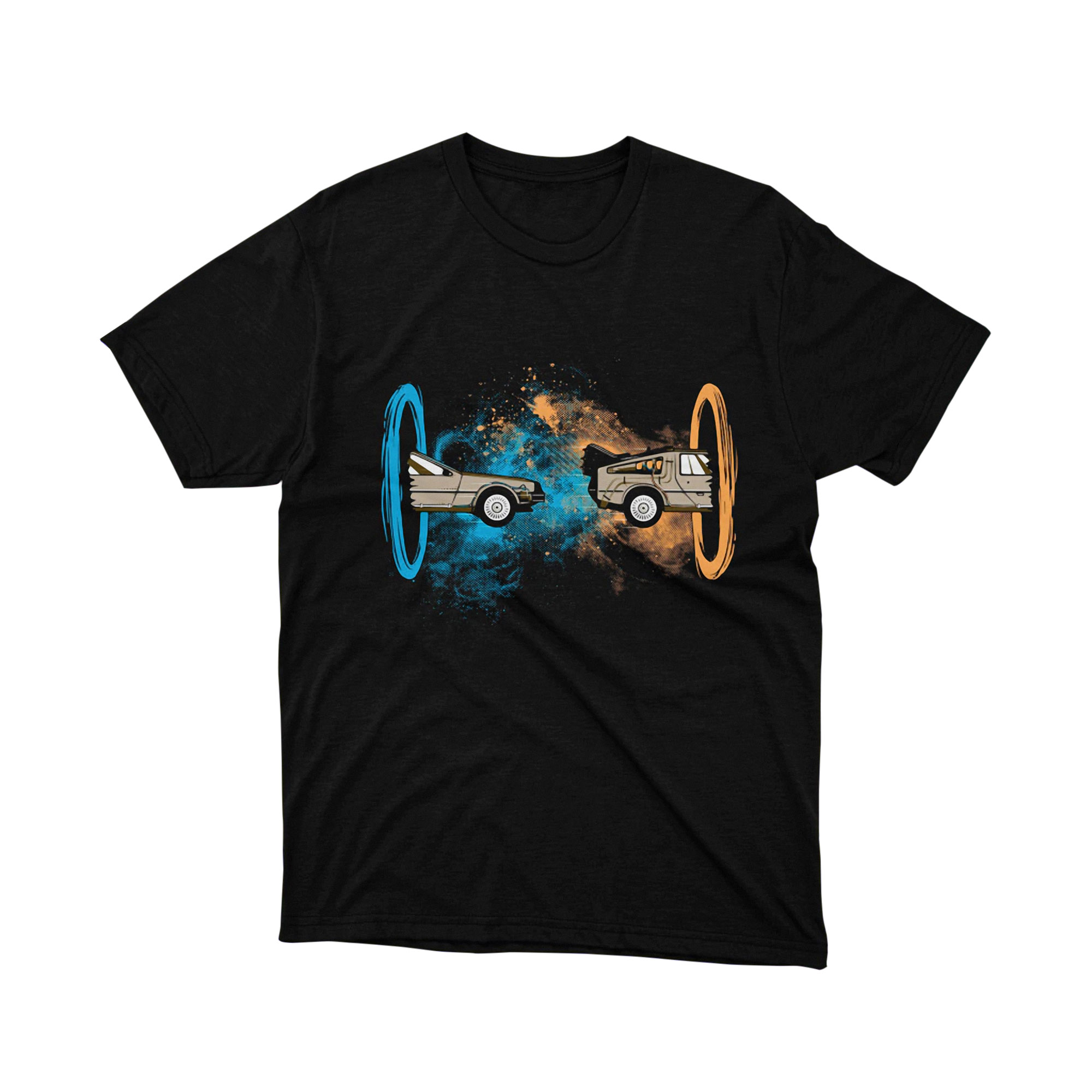 Back to the Future Delorean Portal Mashup T Shirt