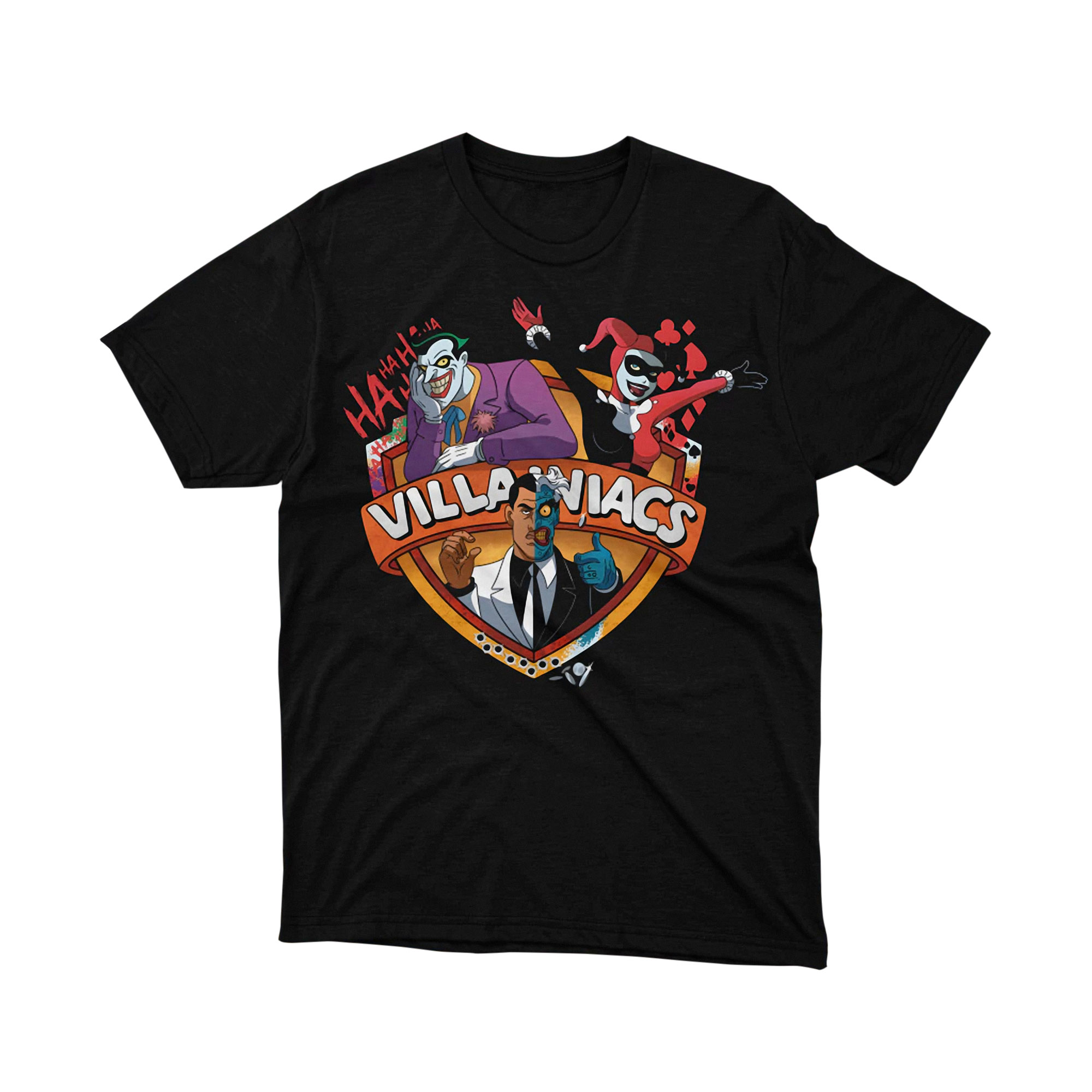 Batman Villains Villaniacs Joker Harley Quinn Two Face T Shirt