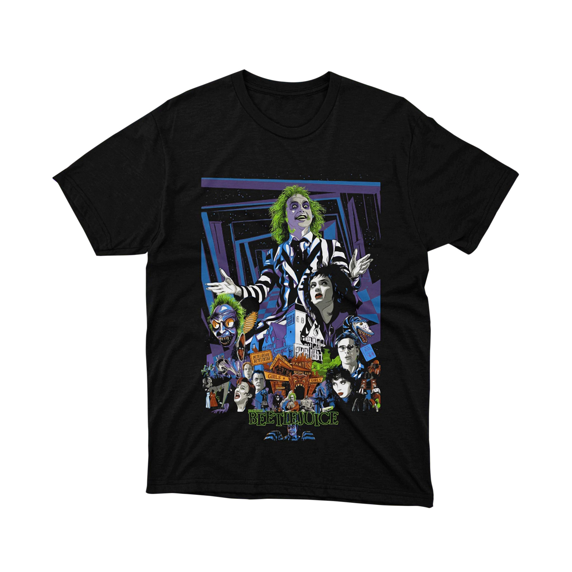 Beetlejuice Movie Scene Collage Dark Art Tee Shirt
