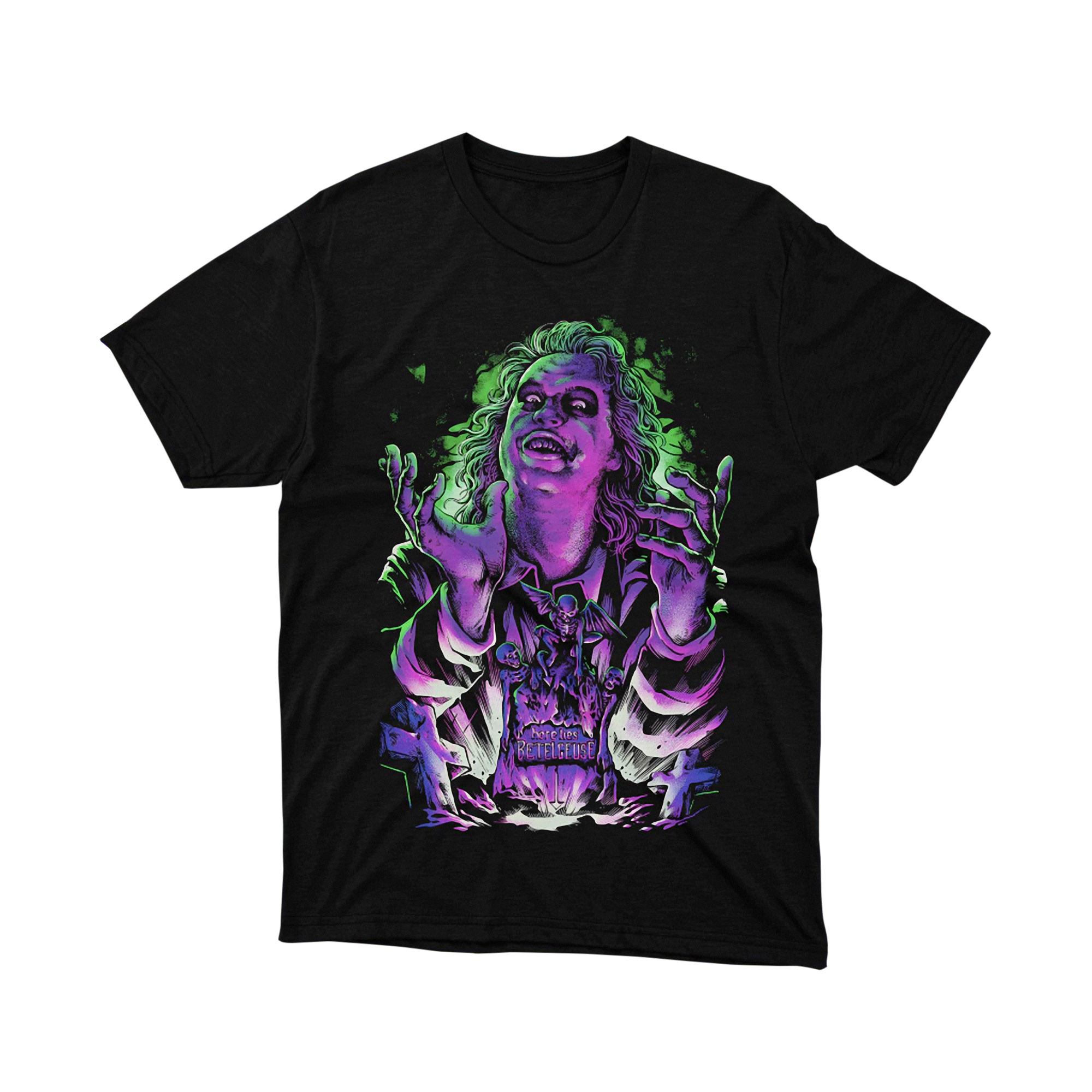 Beetlejuice Purple Green Magic Neon Glow Tee Shirt