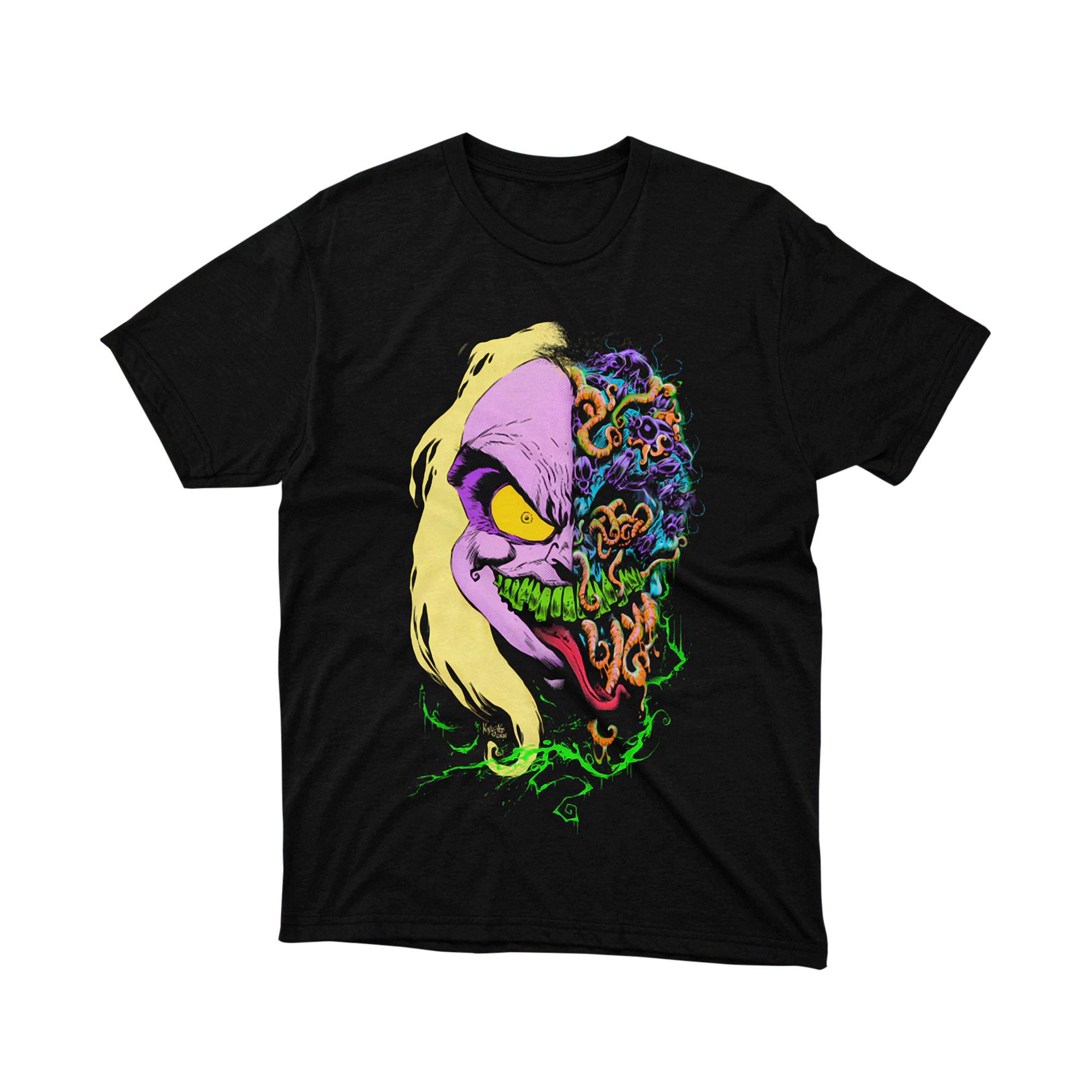 Beetlejuice Split Face Cartoon Villain Colorful Tee Shirt
