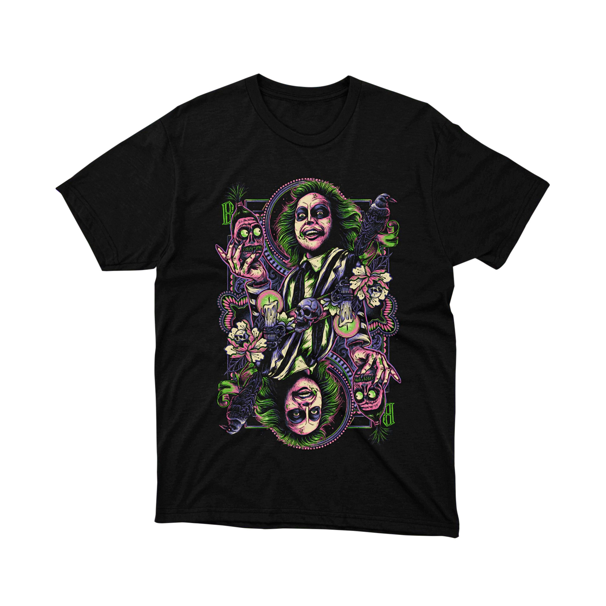 Beetlejuice Tarot Card Art Green Hair Tee Shirt